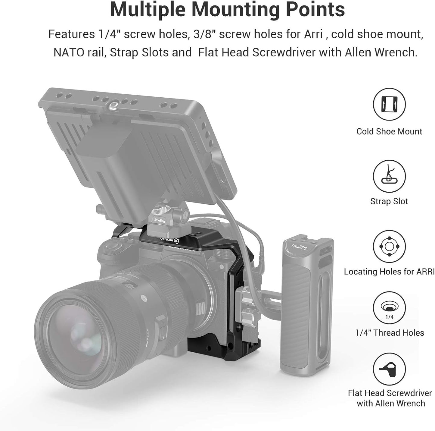 SmallRig S5 Cage Kit for Panasonic LUMIX S5 Camera, Aluminum Alloy Camera Cage with NATO Rail and Cold Shoe Mount for Microphone and Light 2983