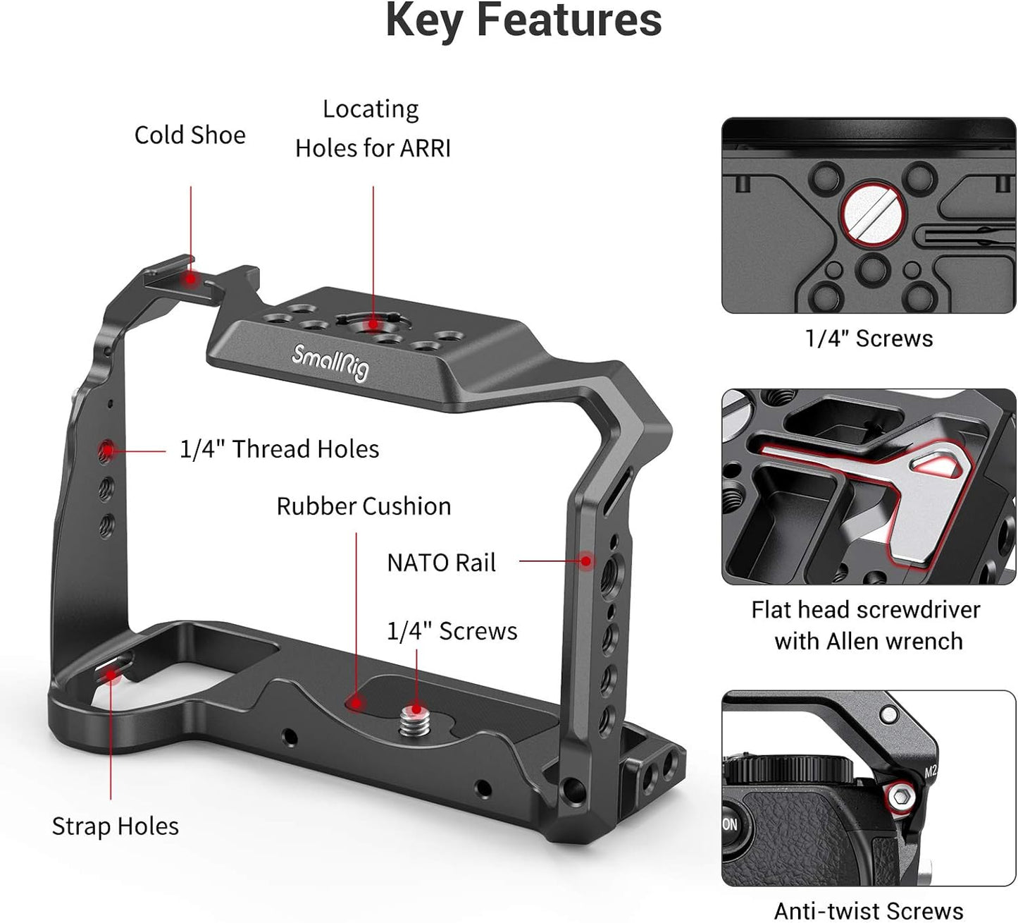 SmallRig S5 Cage Kit for Panasonic LUMIX S5 Camera, Aluminum Alloy Camera Cage with NATO Rail and Cold Shoe Mount for Microphone and Light 2983