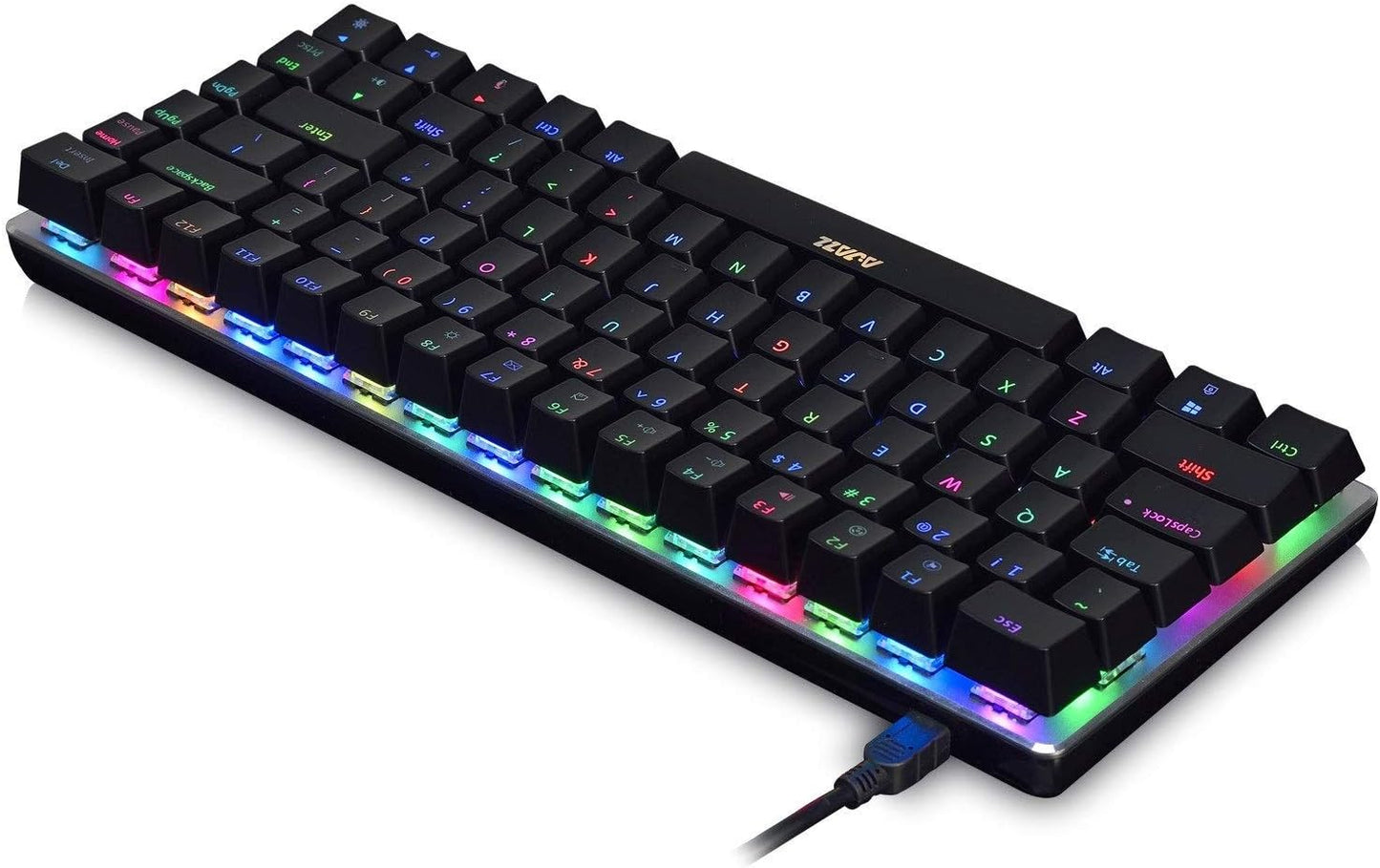 Keyboard, Ajazz AK33 Geek RGB Mechanical Keyboard, 82 Keys Layout, Black Switches, LED Backlit, Aluminum Portable Wired Gaming Keyboard, Pluggable Cable, for Games Work and Daily Use, Black