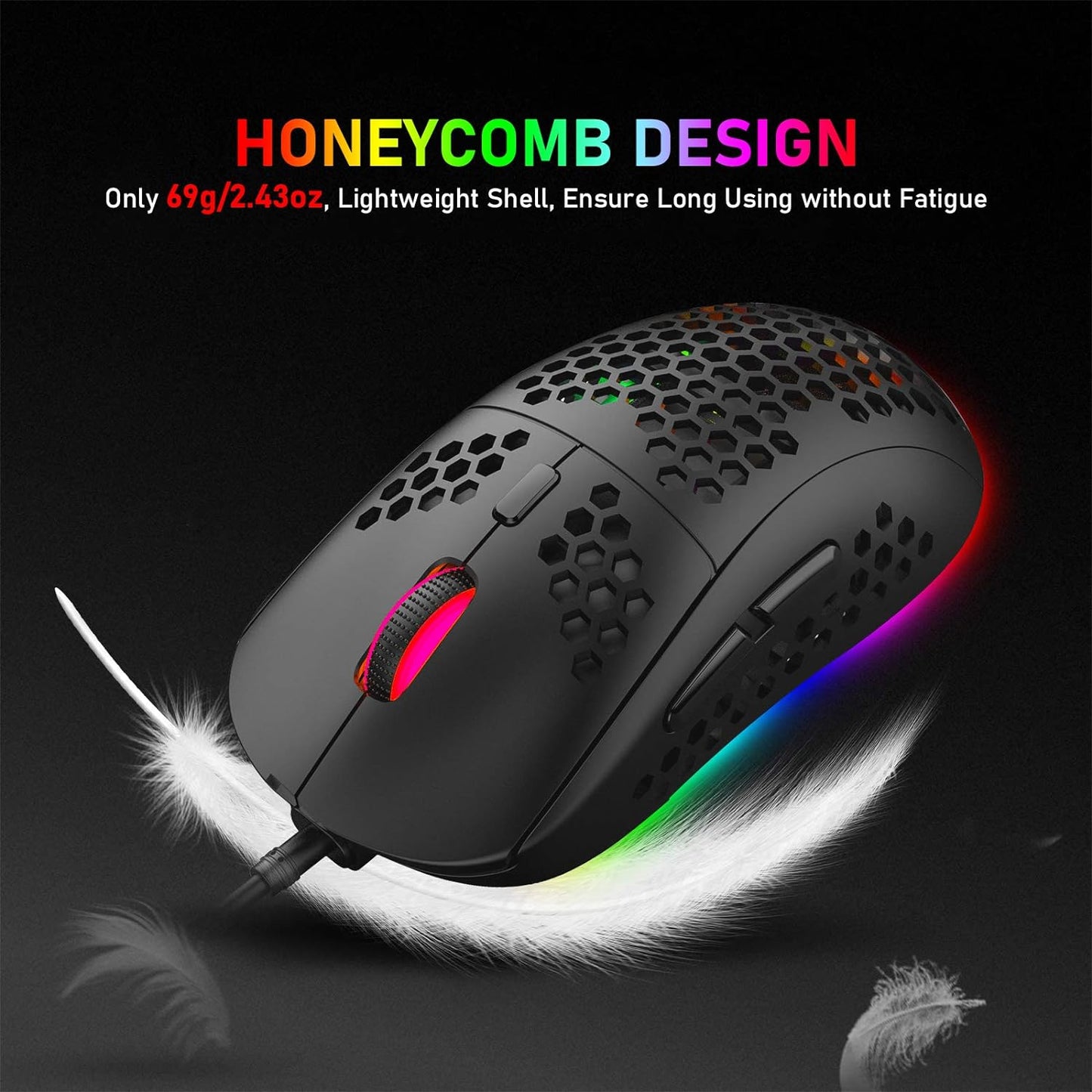 Keyboard, 60% Wired Mechanical Gaming Keyboard and Mouse Combo,Ultra-Compact Mini 62 Keys,Type C Chroma 20 Rainbow Backlit Effects,RGB Backlit 6400 DPI Lightweight Gaming Mouse with Honeycomb Shell for PC/Mac