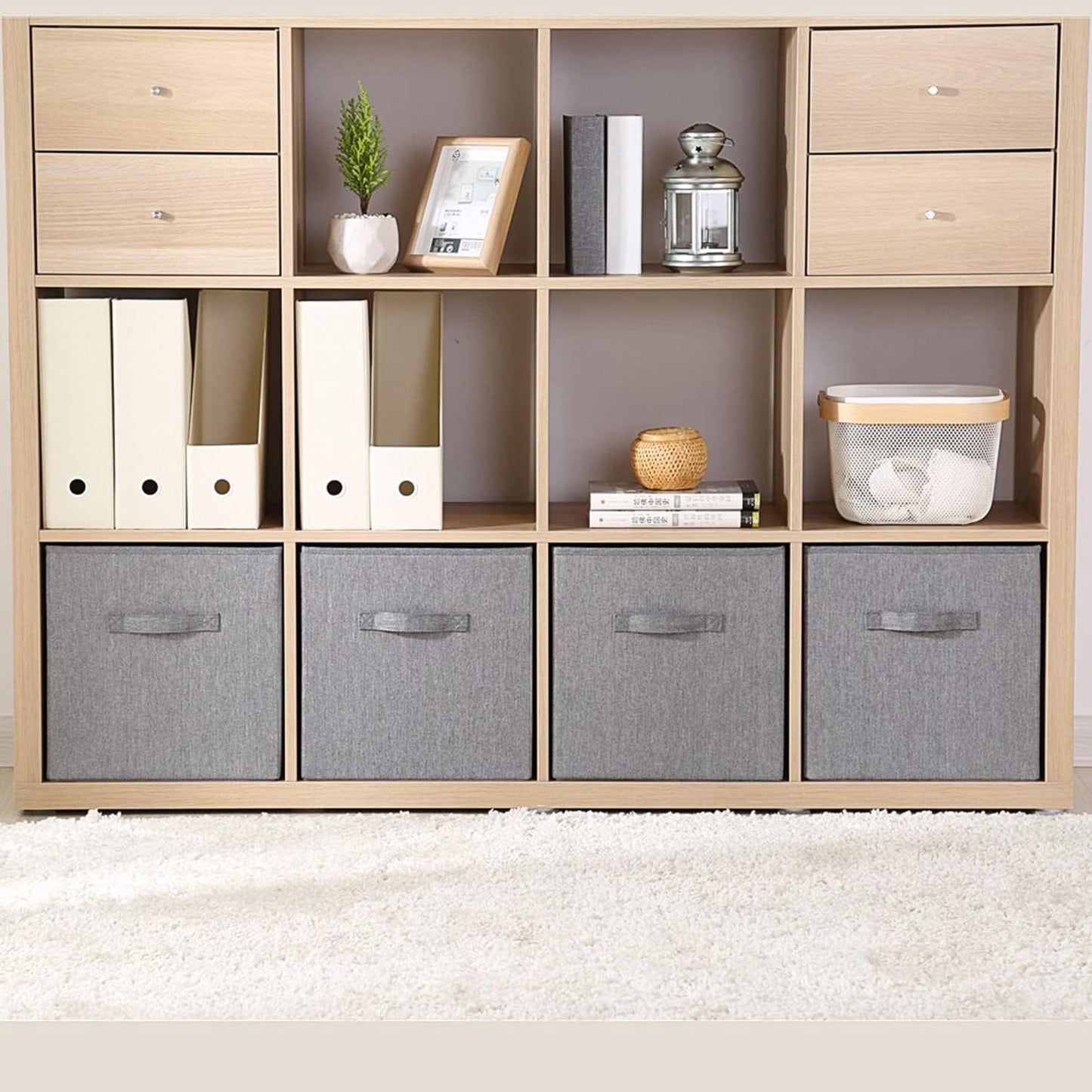 Storage Boxes By SimpleHome, 3 grey made of burlap that exactly fit for Kallax shelves, 33 x 37 x 33 cm