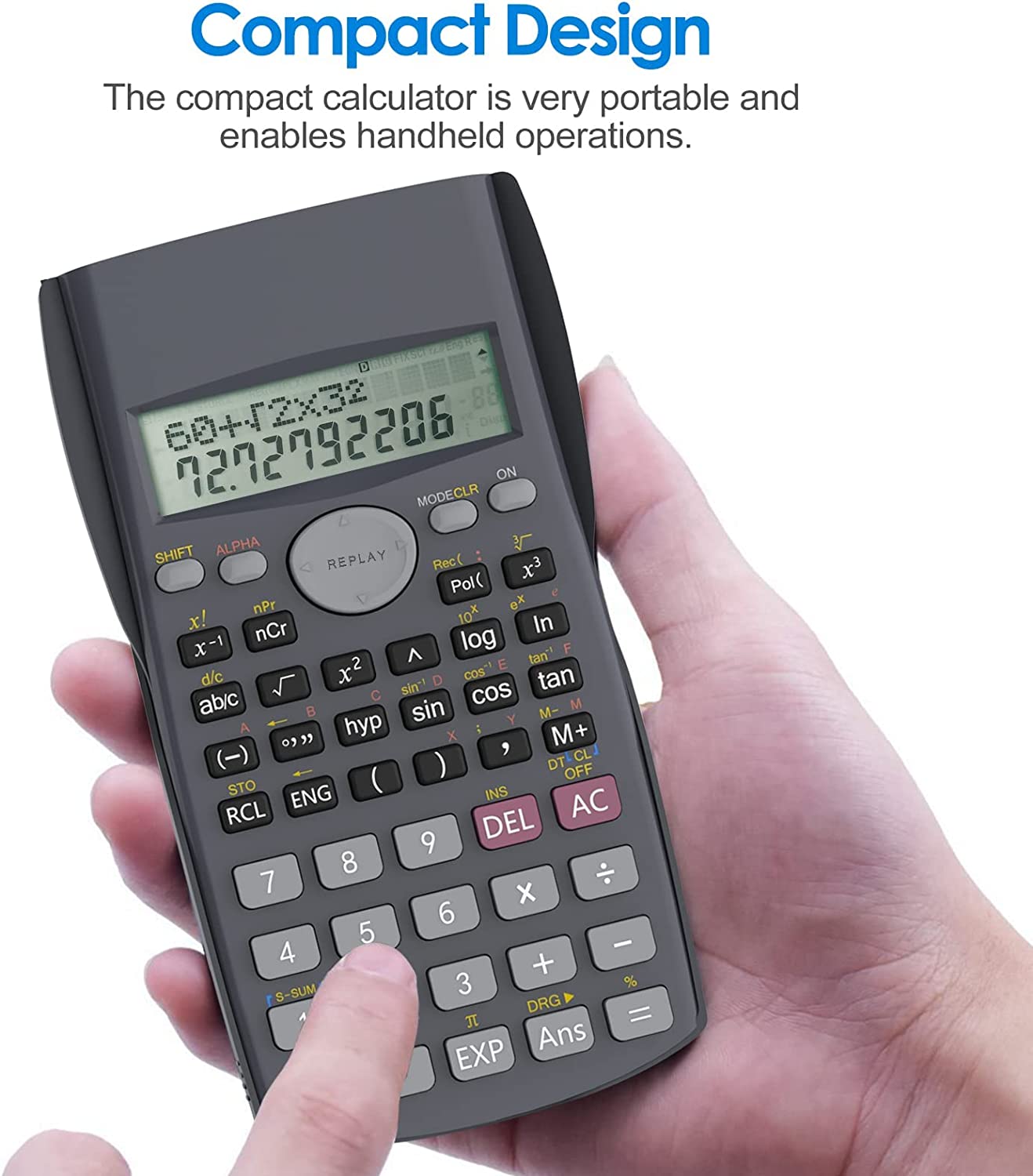 Scientific Calculator by Helect 2-Line Engineering, Suitable for School and Business (Black)