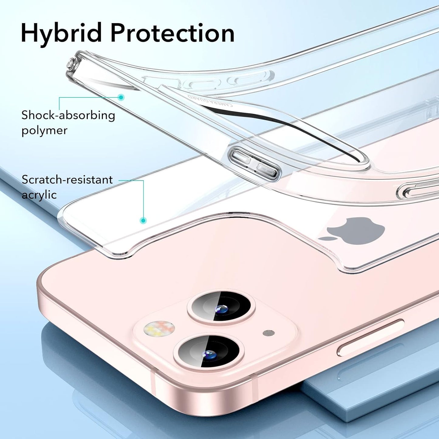 Hybrid Case By ESR Compatible with iPhone 13 Mini, Scratch-Resistant Back, Grippy Protective Frames, Classic Series, Clear