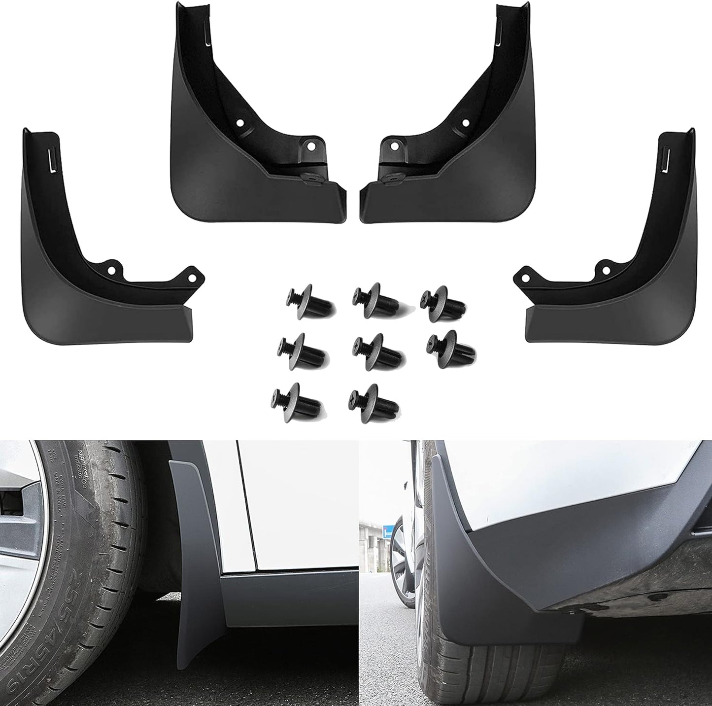 topfit Tesla Model Y Mud Flaps No Need to Drill Holes Mudguards Accessories for Tesla Model Y 2021 2022