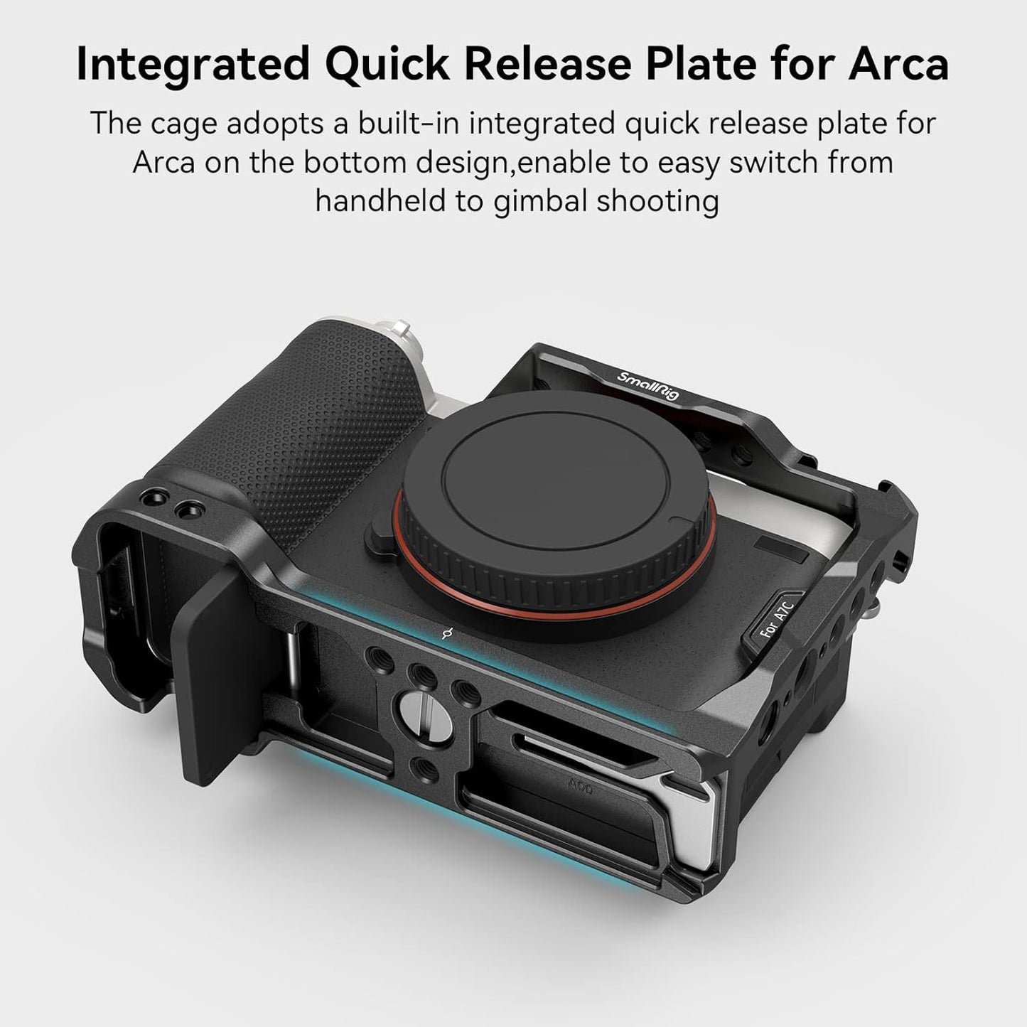 SmallRig Full Cage with Silicone Side Handle for Sony A7C, Comes with Locating Holes for ARRI, Quick Release Plate for Arca and Cold Shoe Mount - 3212B