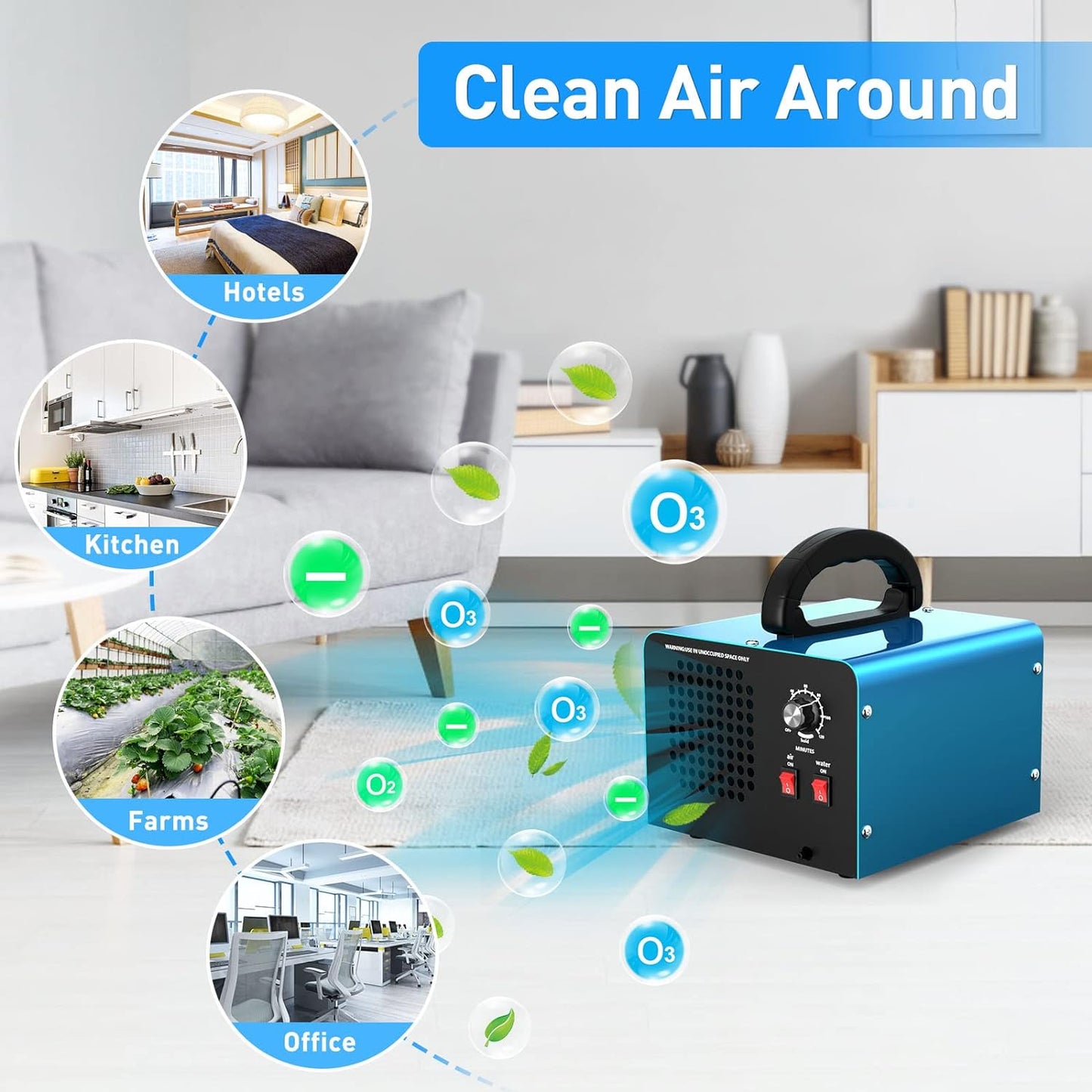 Air Purifier, Ozone generator 28000mg/hour ozone device with 2 modes, ozonizer industrial O3 ozone air purifier with 120 min timer up to 300