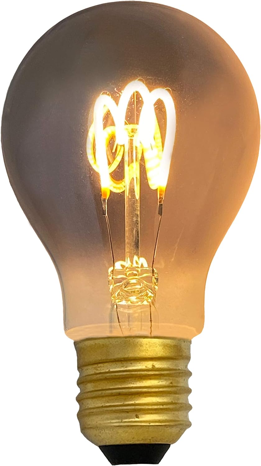 Bulbs By greenandco, Vintage LED Filament Bulb E27 A60 silver gray 3W 90lm 1800K (warm white) 230V, non-dimmable