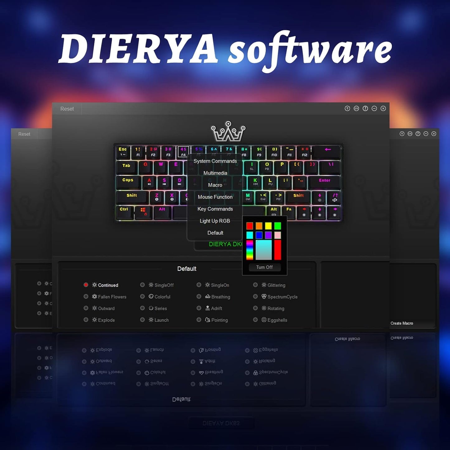 DIERYA DK63 60% Wireless Mechanical Keyboard, RGB Backlit Bluetooth Gaming Keyboard Wired Dedicated Arrow Keys, Compact 63 Keys Mini Keyboard, Full Keys Programmable - Blue Switch