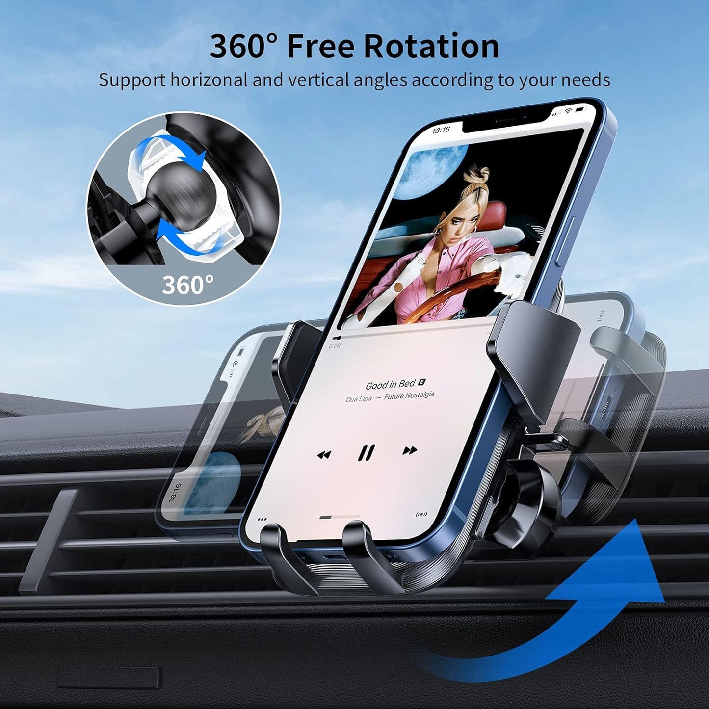 UNBREAKcable Vent Phone Mount for Car, Car Phone Holder Mount [Easy Clamp] Fit for iPhone 13 12 11 Pro Max XS X XR, Samsung Galaxy S20+Ultra S10 Note 10 Plus (UBPi388)