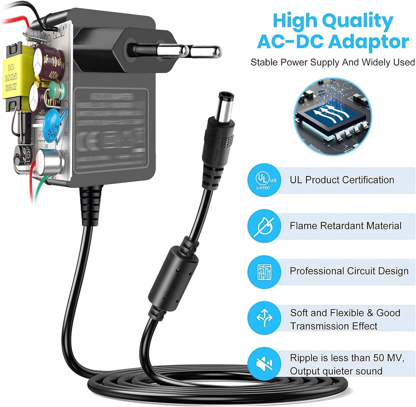 Power Supply Adapter 18V 1A DC, 100V-240V EU Plug 18W Charger for 18 Volt 0.1A 0.15A 0.2A 0.25A 0.3A 0.4A 0.5A 0.6A 0.7A 0.8A 0.9A 100mA~1000mA