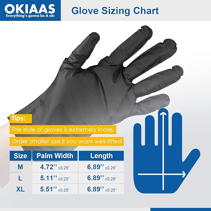 Disposable Gloves by OKIAAS, Medium, TPE Bulk