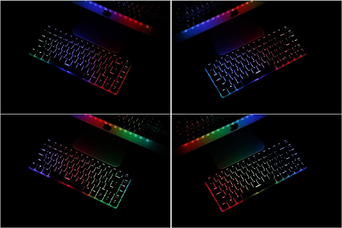 Keyboard, Ajazz AK33 Geek RGB Mechanical Keyboard, 82 Keys Layout, Black Switches, LED Backlit, Aluminum Portable Wired Gaming Keyboard, Pluggable Cable, for Games Work and Daily Use, Black