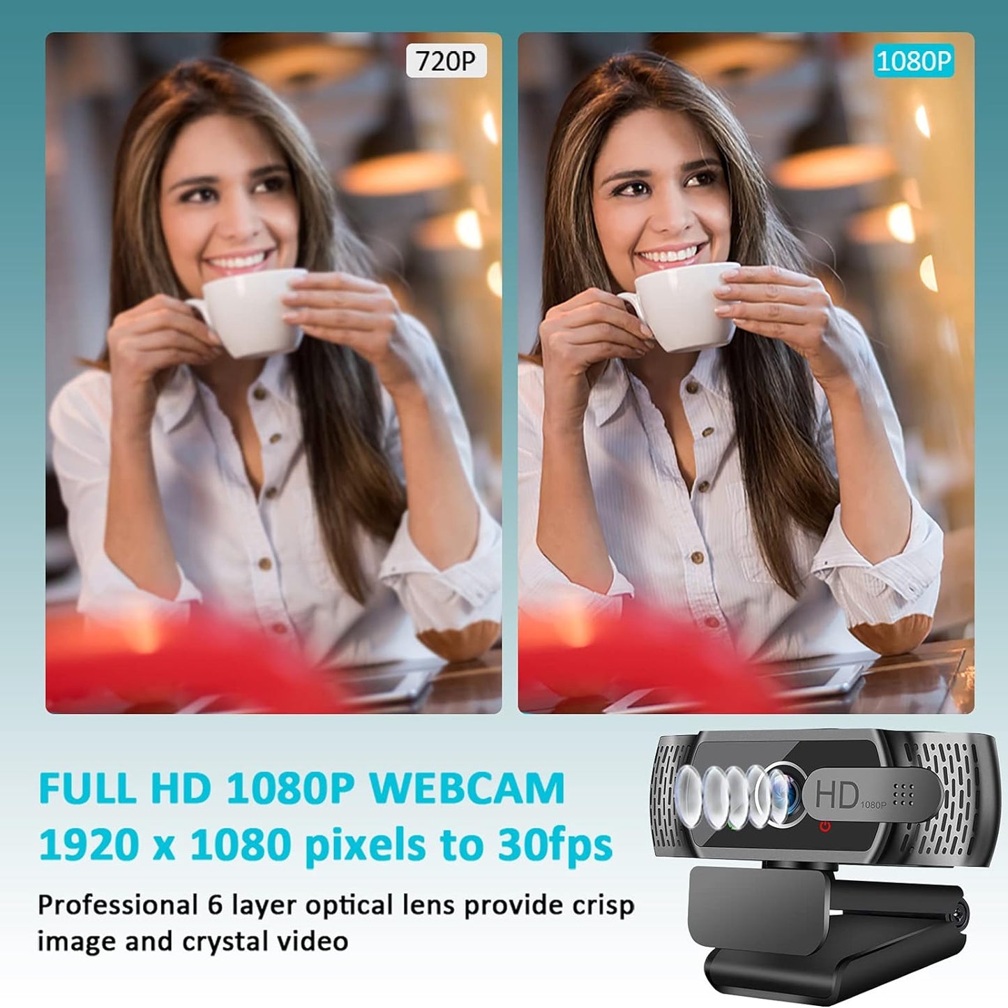 Webcam HD 1080P Web Camera with Mic/Tripod, Neefeaer USB PC Computer Webcam with Auto Light Correction,Plug and Play USB Camera with Privacy Cover for Skype, Zoom, FaceTime,PC/Mac/Laptop/Macbook