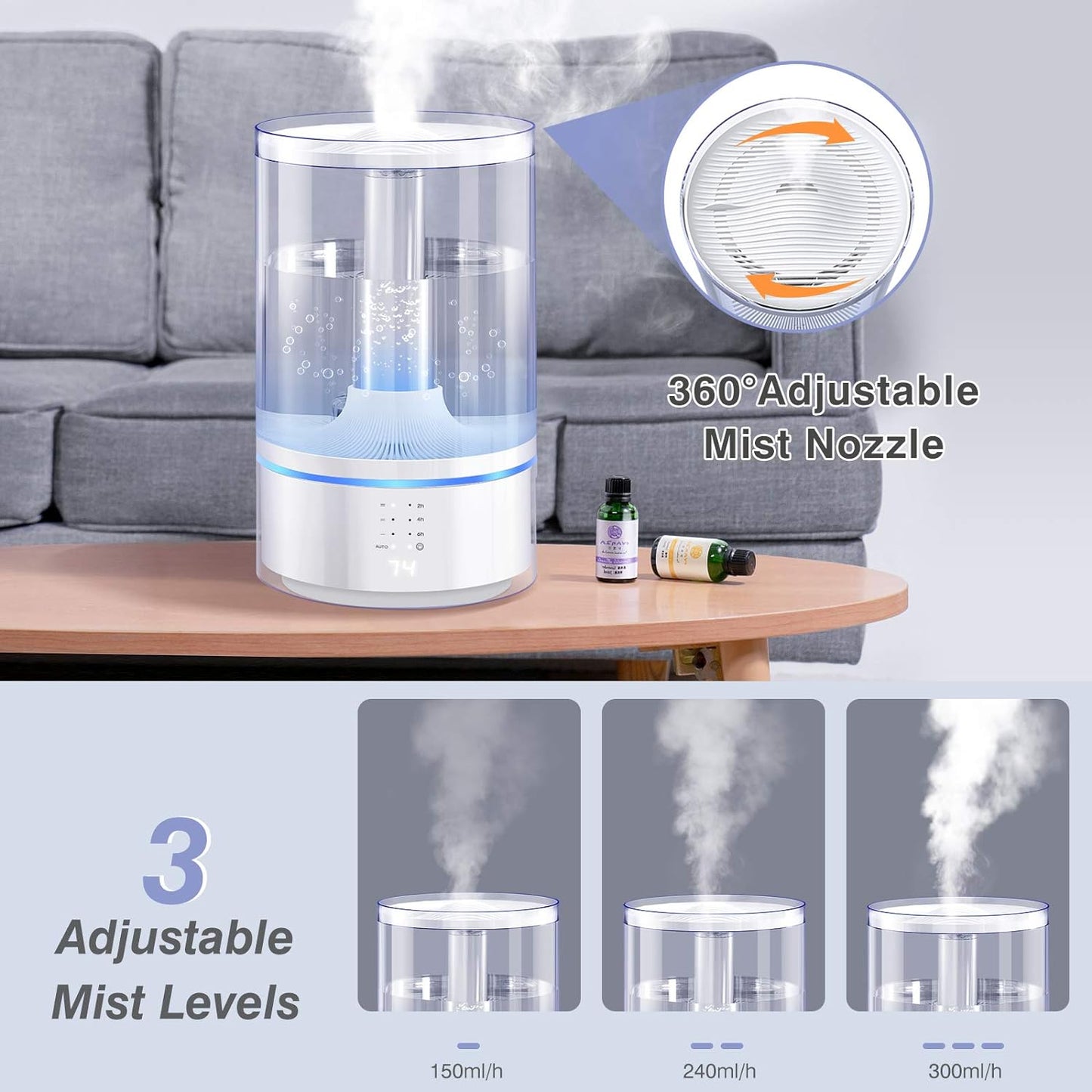 Humidifier by Gocheer, 6 L Ultrasonic Air Humidifier