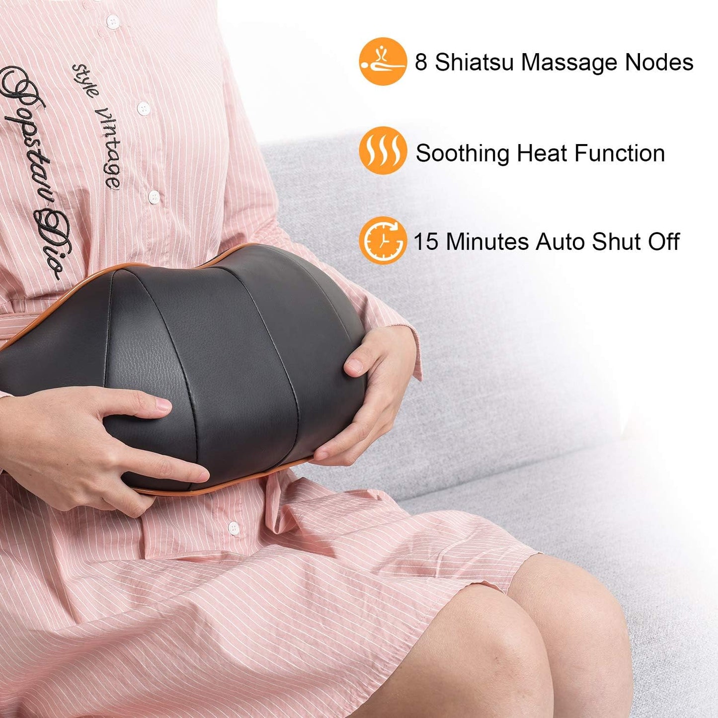 Shiatsu Neck Shoulder Back Massager with Heat and Carry Bag - Electric Massage Pillow with Deep Tissue Kneading for Lower Back, Calf, Leg Massage - Use at Home, Office, and Car