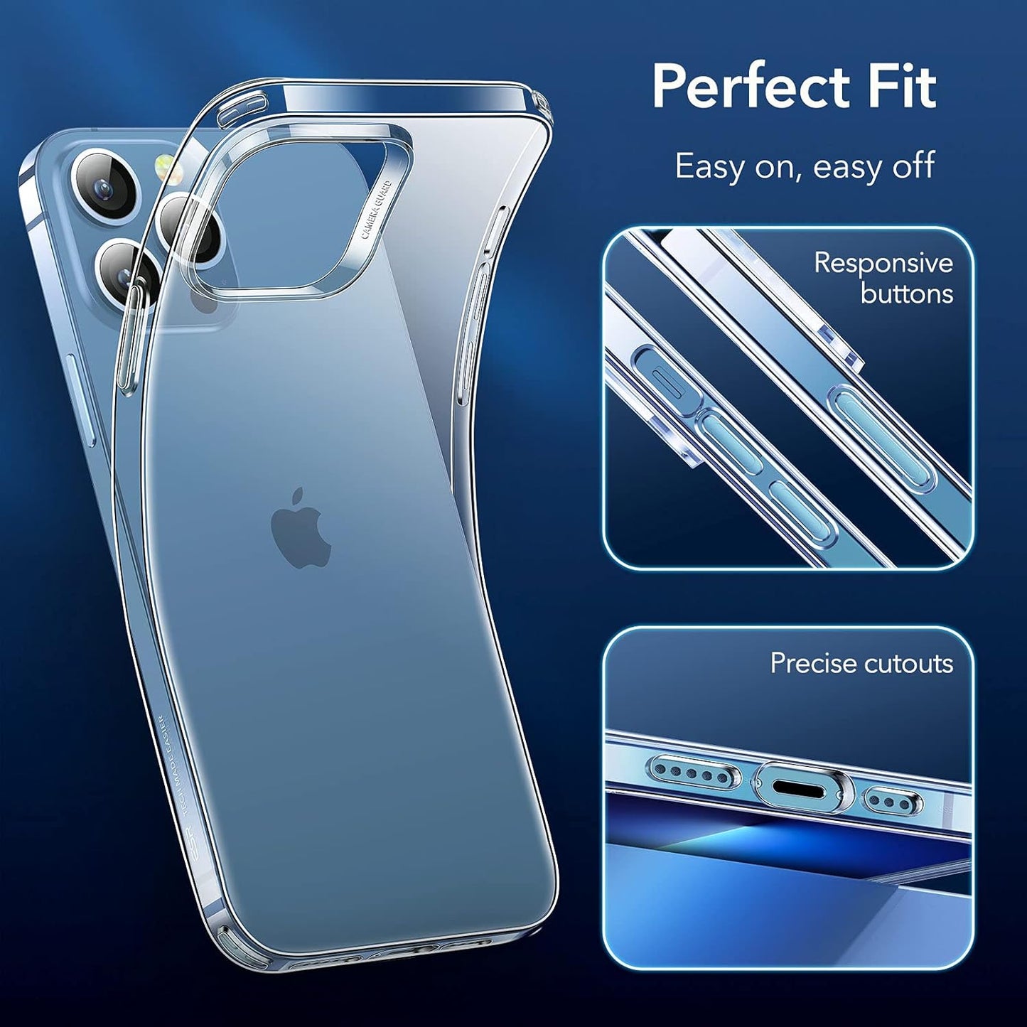 Clear Case by ESR Compatible with iPhone 13 Pro Max Case, Crystal-Clear Shockproof Thin Silicone Case, Yellowing-Resistant Slim Transparent TPU Phone Case, Project Zero Series, Clear