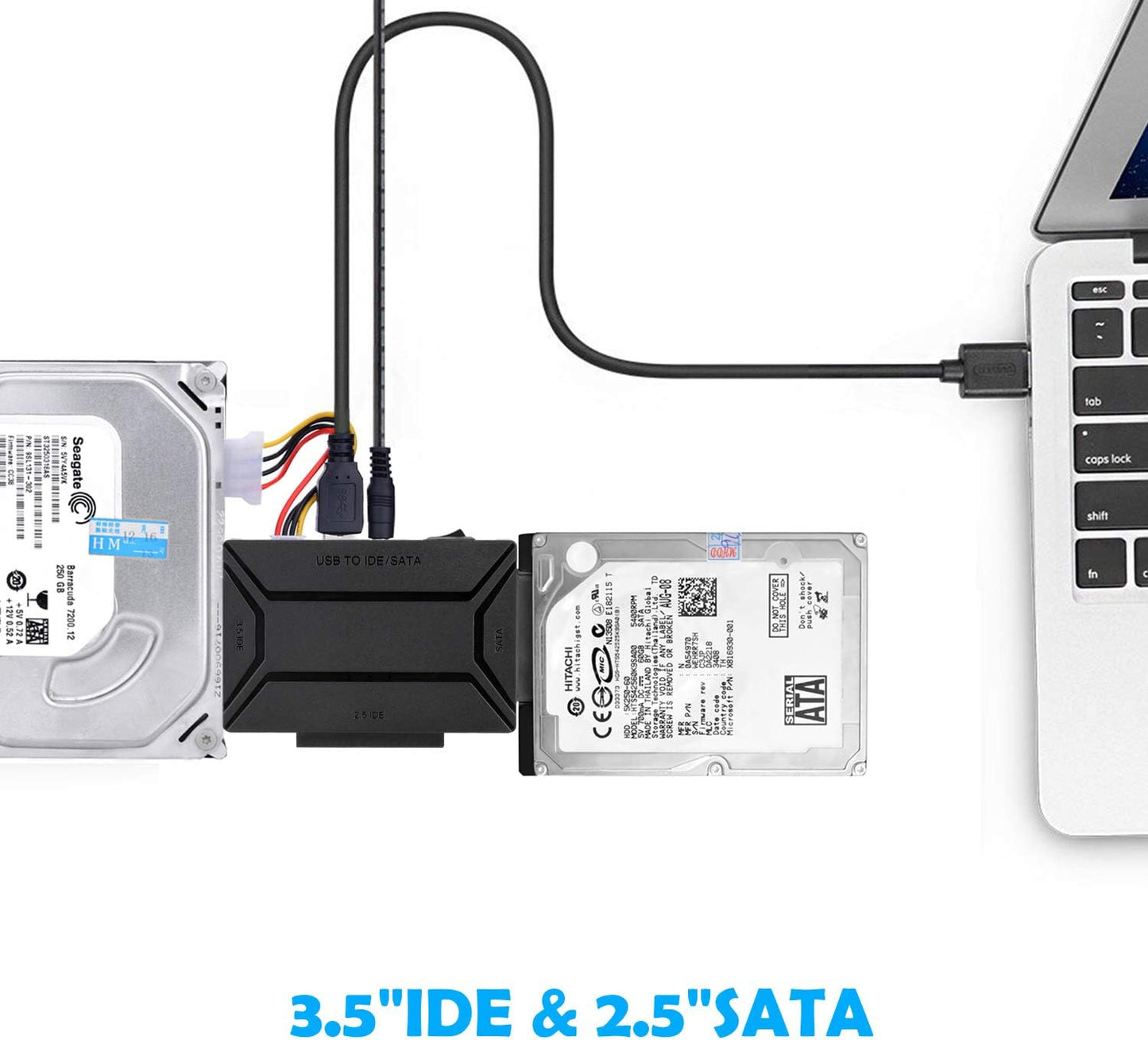 USB Hard Drive by AGPTEK ,USB 3.0 to IDE SATA Adapter, 1m USB Cable for 2.5" 3.5" IDE SATA HDD SSD, with External Power Adapter Supports up to 4TB