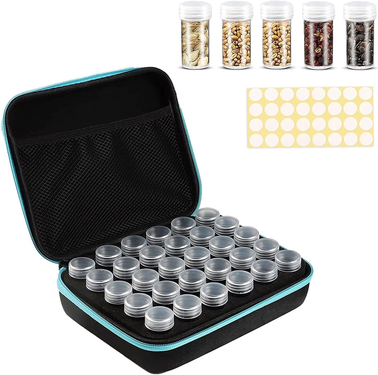 Diamond Painting Storage Box, plastic bead storage container set with 30 storage jars, embroidery sorting box, 5D diamond painting accessories