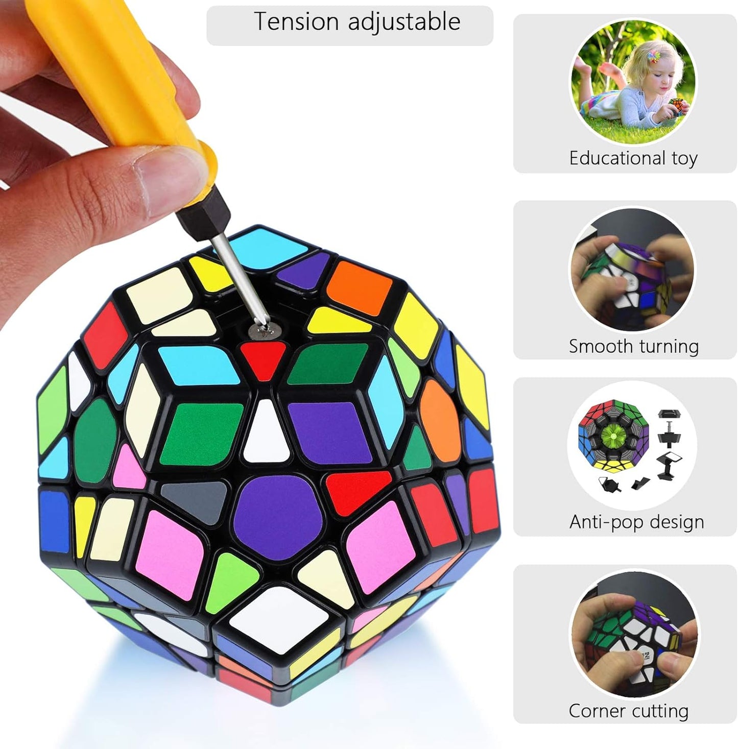 Maomaoyu Megaminx Dodecahedron Cube 3x3x3 Speed Magic Cube 12 Sides Puzzle Twist Black