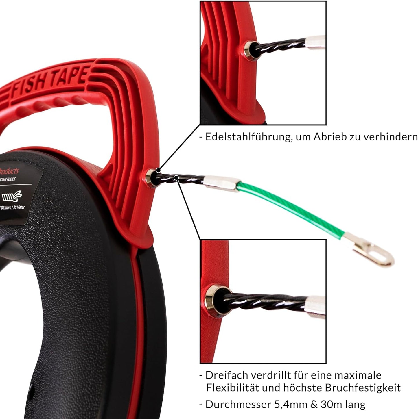 Smith-Products Cable retraction aid 30 m diameter 5.4 mm cable retraction aid, retracting spiral, retracting wire