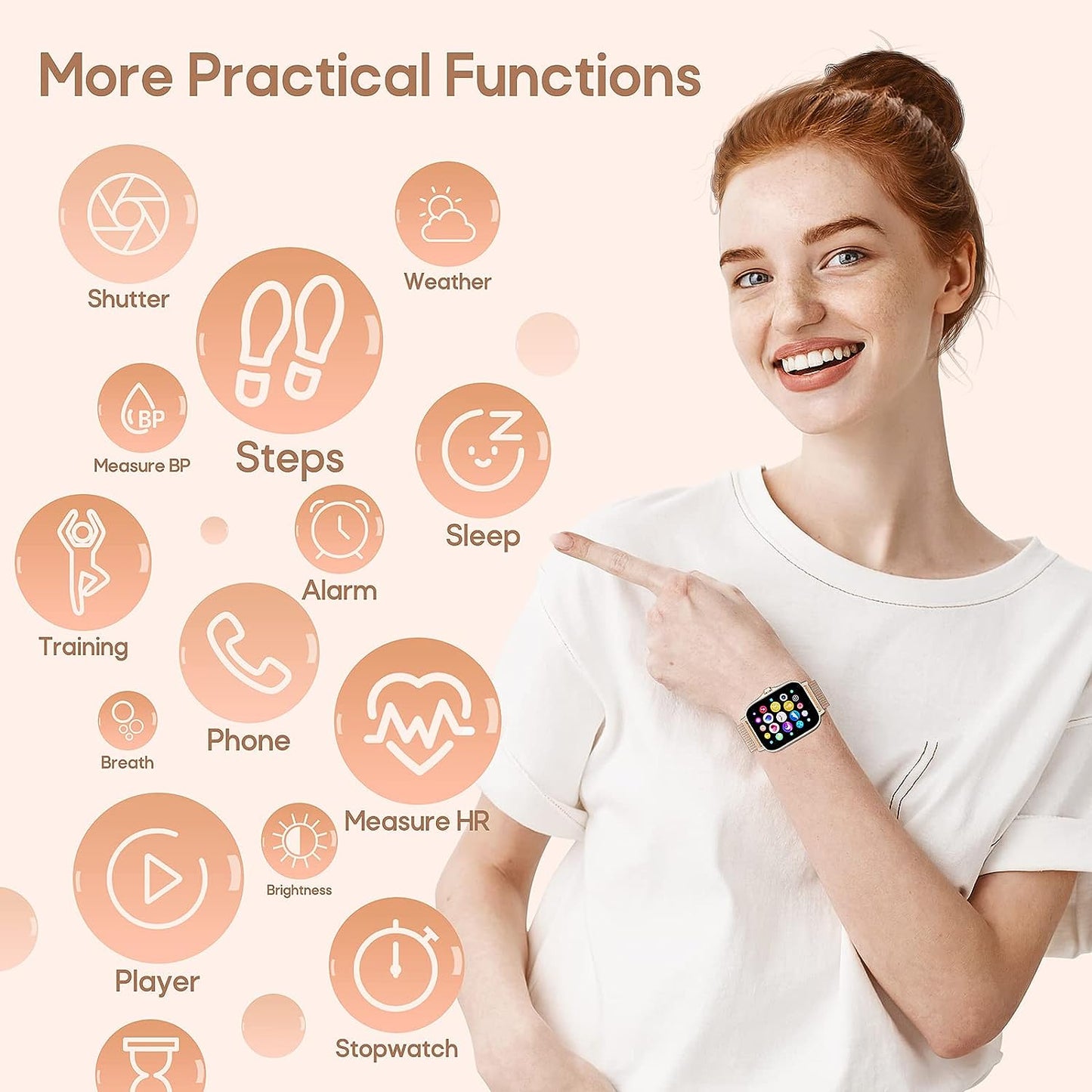 ZKCREATION smartwatch women fitness watch men with telephone function heart rate monitor blood pressure measurement pedometer sleep tracker IP67 waterproof wristwatch women with Bluetooth calls