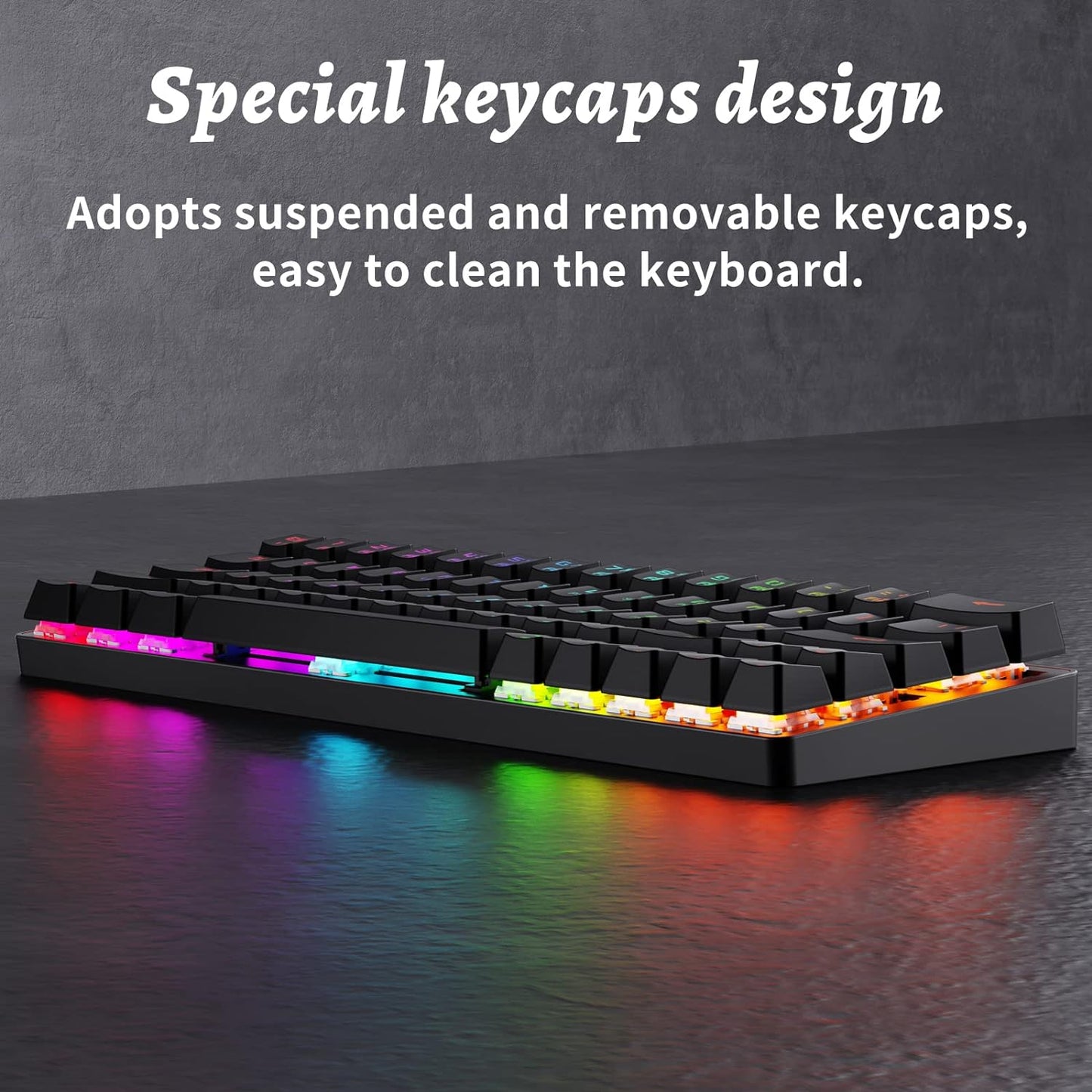 DIERYA DK63 60% Wireless Mechanical Keyboard, RGB Backlit Bluetooth Gaming Keyboard Wired Dedicated Arrow Keys, Compact 63 Keys Mini Keyboard, Full Keys Programmable - Blue Switch