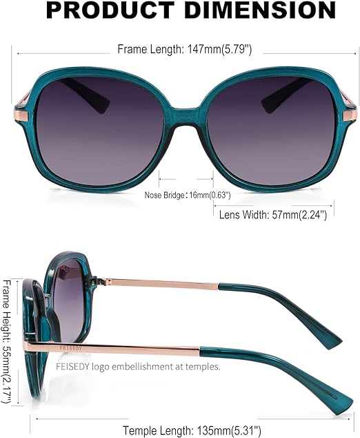 Sunglasses, FEISEDY Oversized Polarised Sunglasses for Women Large Frame UV400 Protection Classic Designer Ladies Sun Glasses B2683