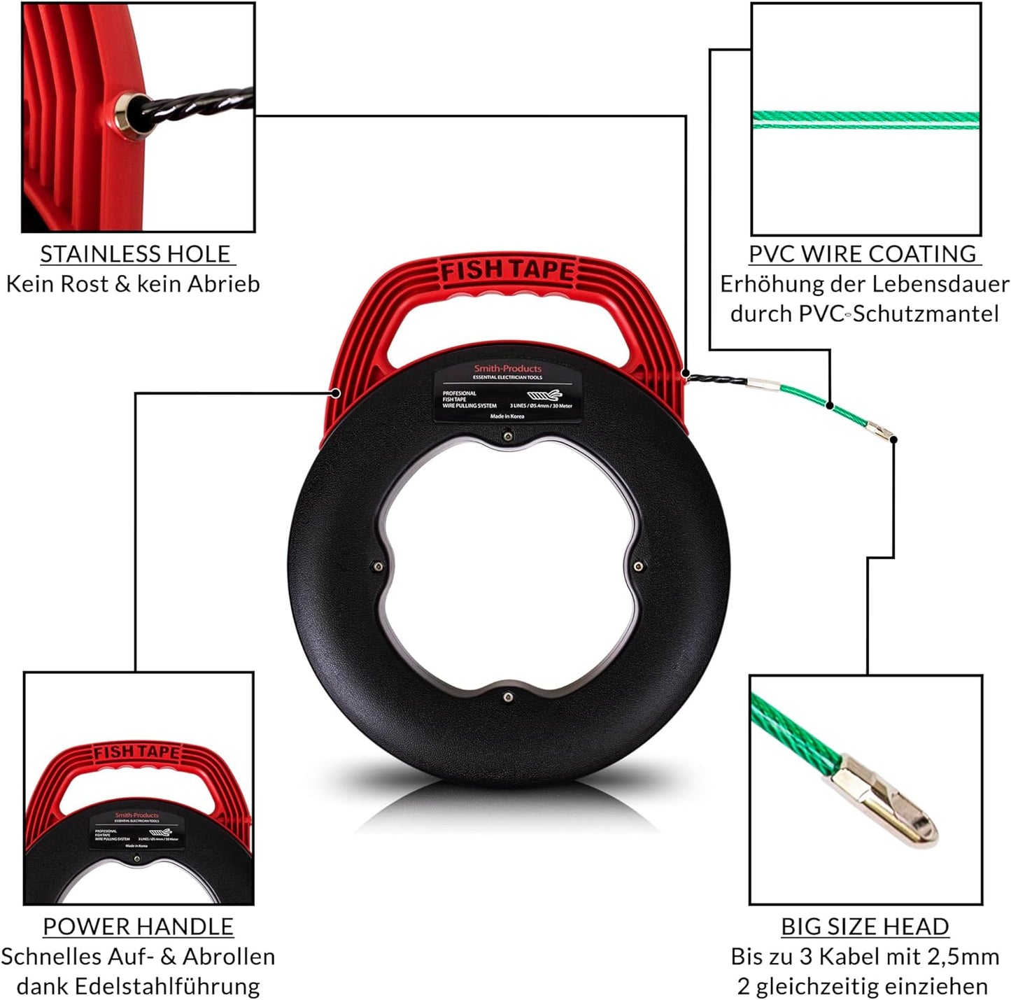 Smith-Products Cable retraction aid 30 m diameter 5.4 mm cable retraction aid, retracting spiral, retracting wire