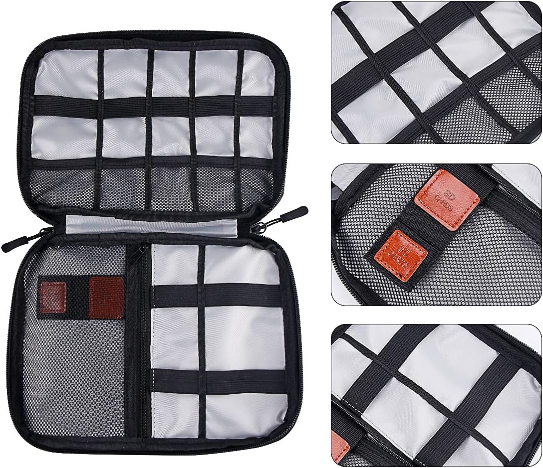 Travel Electronics Organizer Cable Organizer Bag Electronics Accessories Case for USB,Chargers,Power Bank etc. (Black-01)