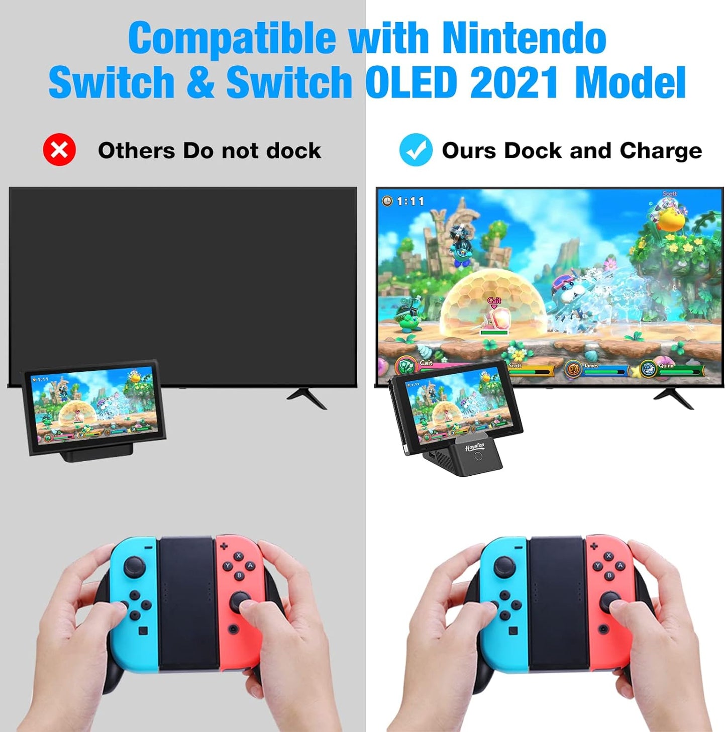 HEYSTOP Switch Docking Station for Nintendo Switch/Switch OLED Charger, Switch Dock Portable Charging Station for Nintendo Switch/Switch OLED TV Console Mode Compatible with HDMI, USB 3.0 Port, Type-C