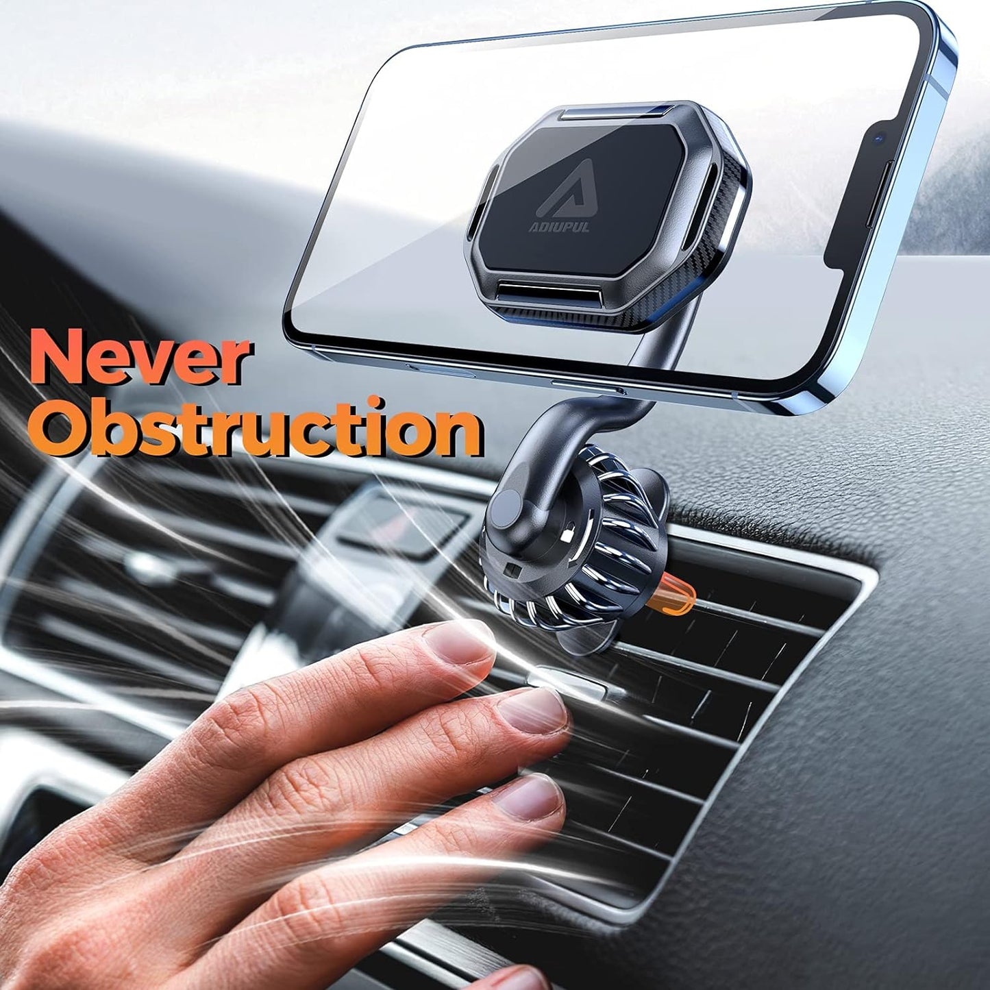 Magnetic Phone Holder for Car, [Upgraded Clip] Magnetic Phone Car Mount for Air Vent 360, Rotate Unobstructed Cell