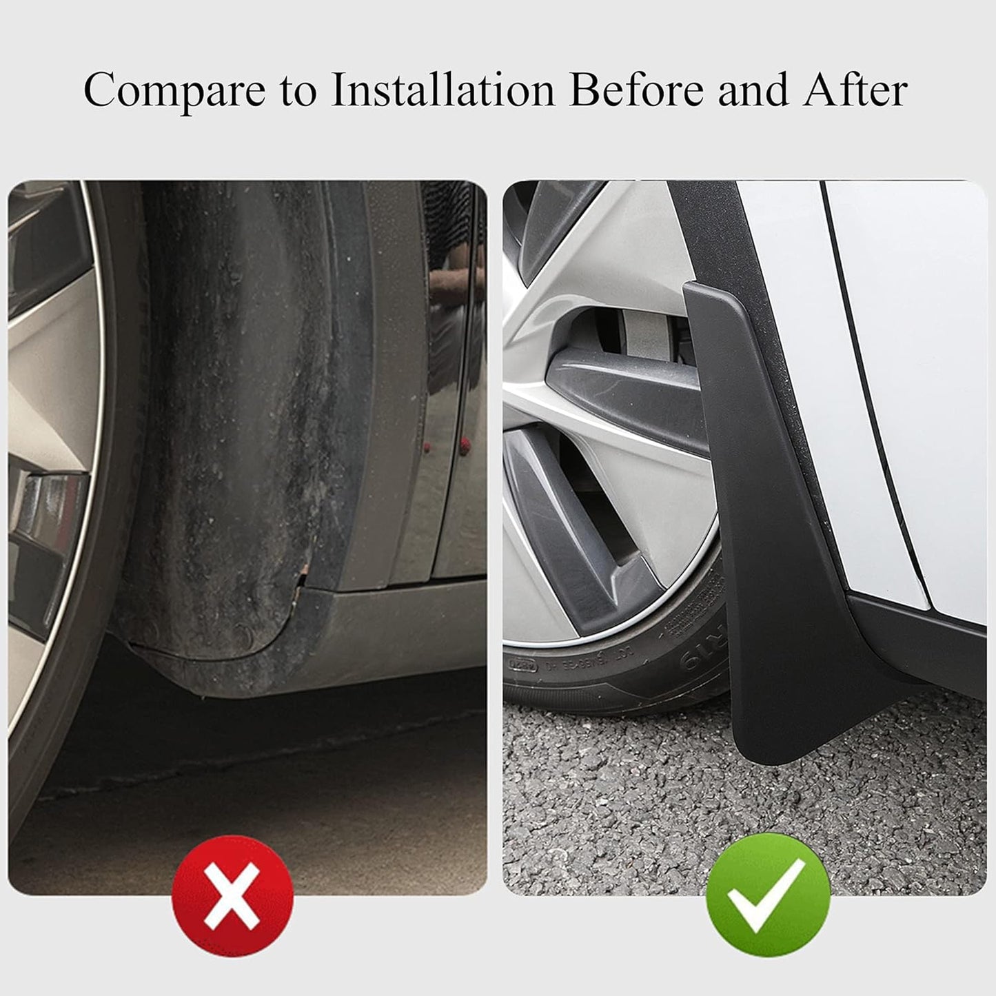 topfit Tesla Model Y Mud Flaps No Need to Drill Holes Mudguards Accessories for Tesla Model Y 2021 2022