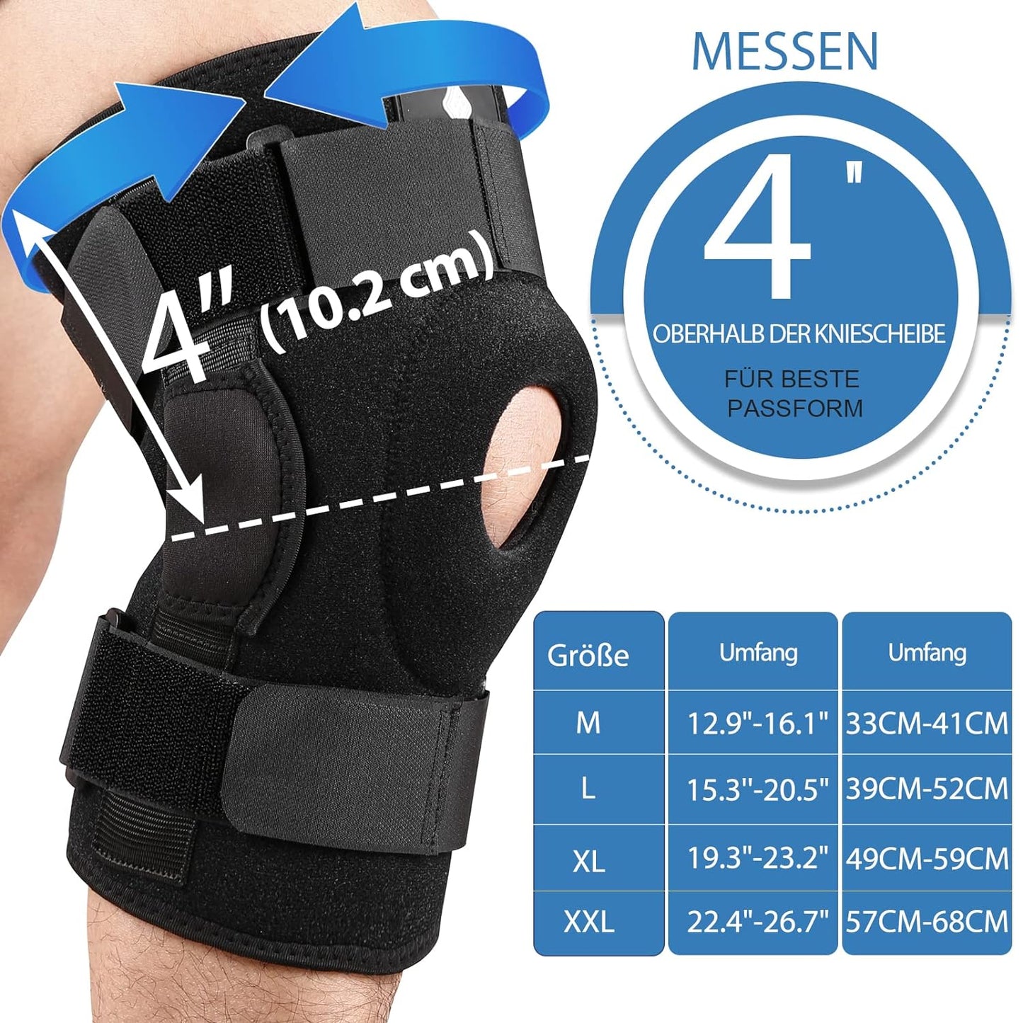 Knee Support with Hinge, Knee Support for Men & Women, Open Patella Knee Pad for Knee Pain, Swollen Meniscus Tear, Arthritis, Joint Pain Relief, ACL, PCL, MCL, Recovery 056