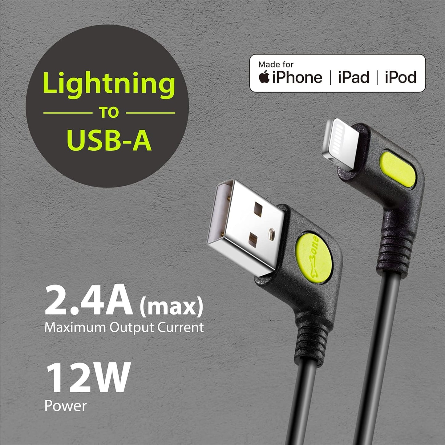 Bike Phone Charger Kit, Bike Accessories for Phone Charging [MFi Certified] 90 Degree L-Shape Design 2.4A Lightning to USB-A Cable, Apple Charger for iPhone 13 12 11 Pro Max X XR XS Max 8 8 Plus