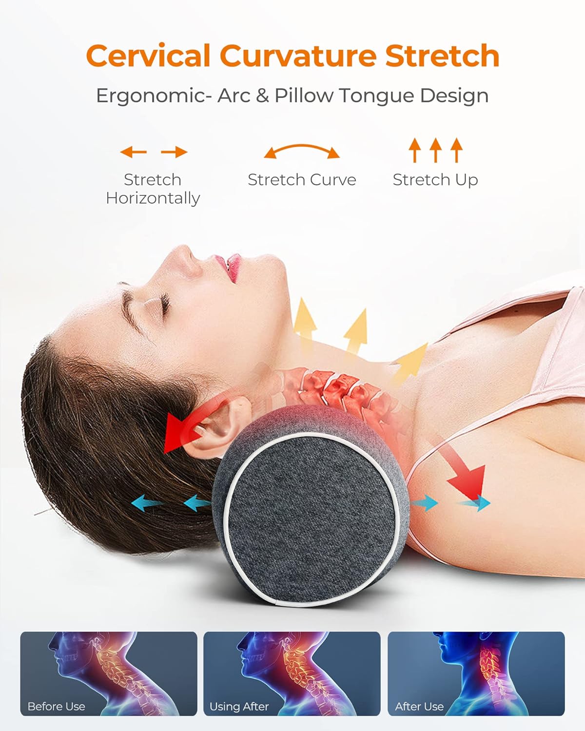 Neck Stretcher By NIMOOD, Neck and Shoulder Relaxer, Neck Releaser, Neck Back Shape, Neck Support, Neck Roll, Chiropractic Pillow, Neck Massager, Cloudy Neck, Neck Saver, Neck Stretcher