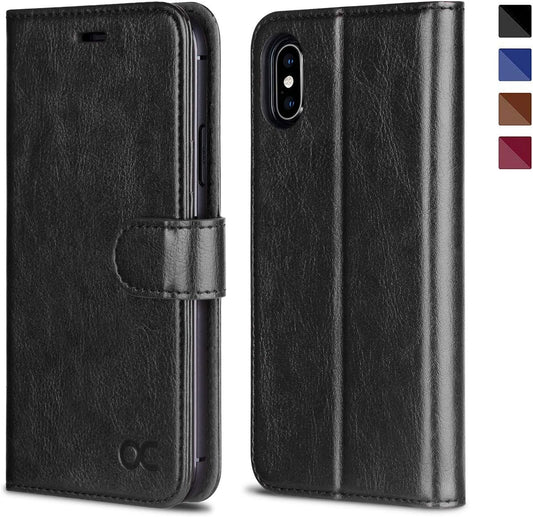 OCASE iPhone X Case, iPhone XS Case iPhone 10 Case Premium PU Leather Flip Wallet Case [TPU Inner Shell][Kickstand][Card Holder] For iPhone X/XS,Burgundy