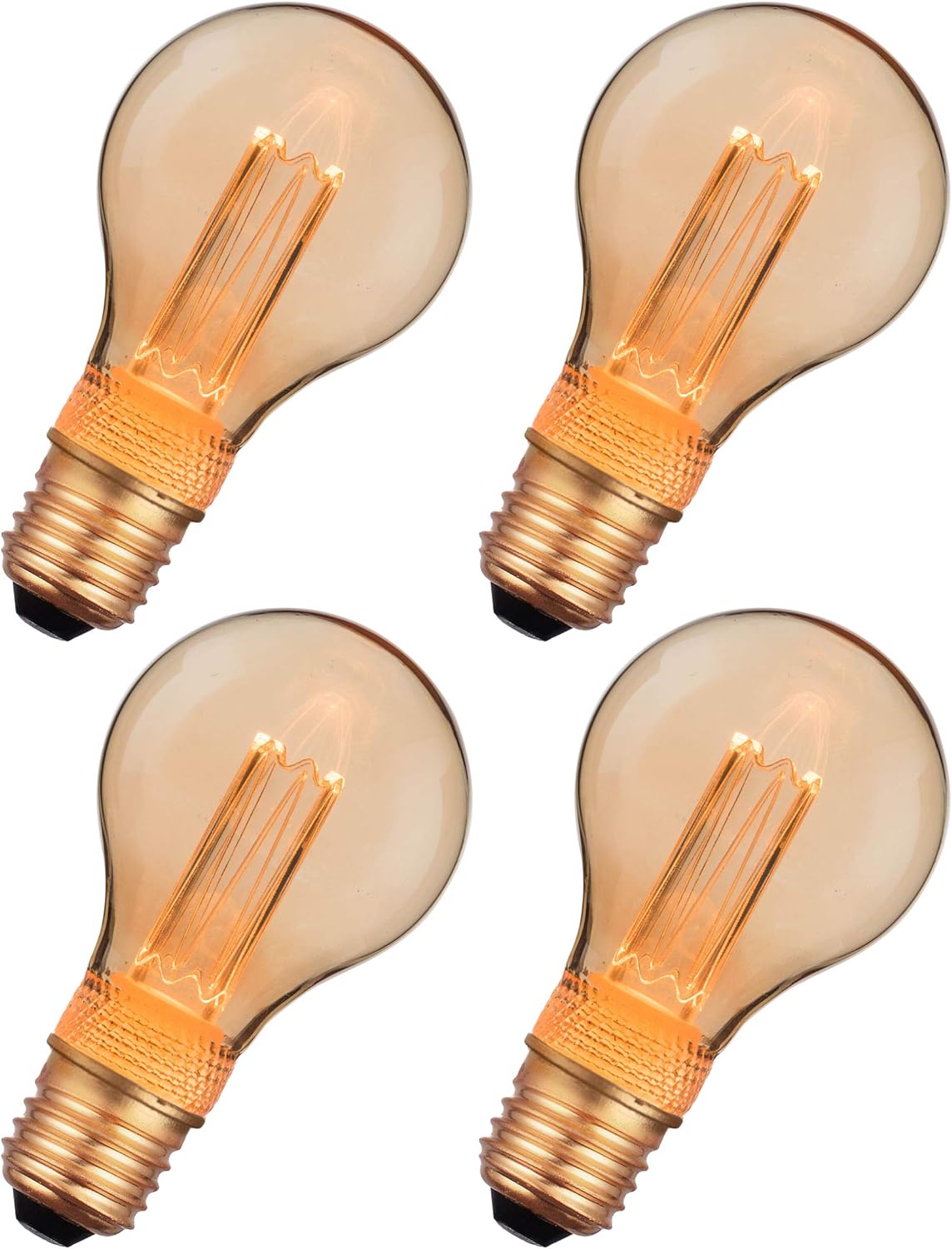 LED Light Bulbs by Greenandco Decorative Vintage Retro Industrial Edison E27 A60 2W 65lm 1800K (Very Warm White)