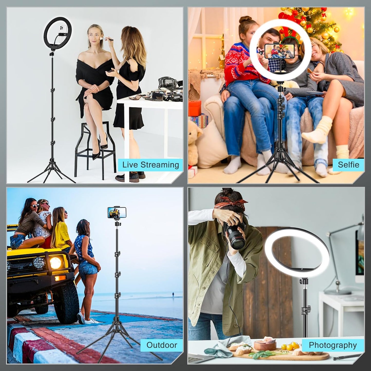 12 inch Ring Light with Tripod Stand & Phone Holder Tall 177cm/69.5", Large Professional Selfie Ring Lights for Phone, LED Standing Ringlight for Makeup, Tiktok, Video, Streaming, Youtube