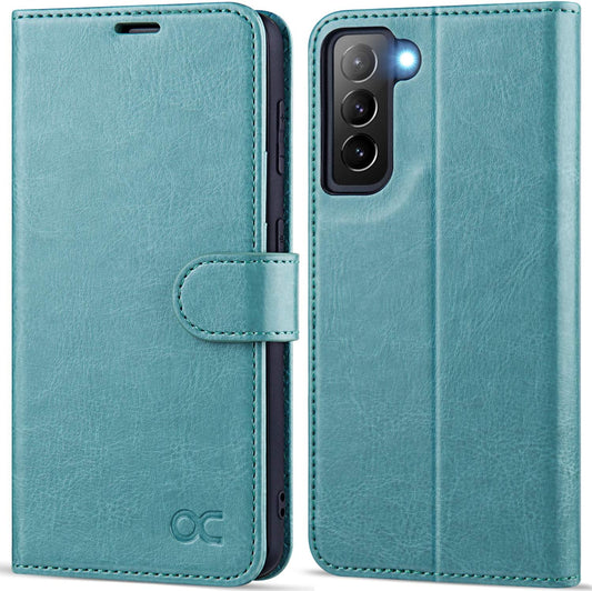 OCASE Samsung Galaxy S21 Case, Samsung S21 Shockproof PU Leather Case [RFID Blocking] [Card Compartment] [Magnetic Lock] Case for Galaxy S21 (6.2 inch) - Green