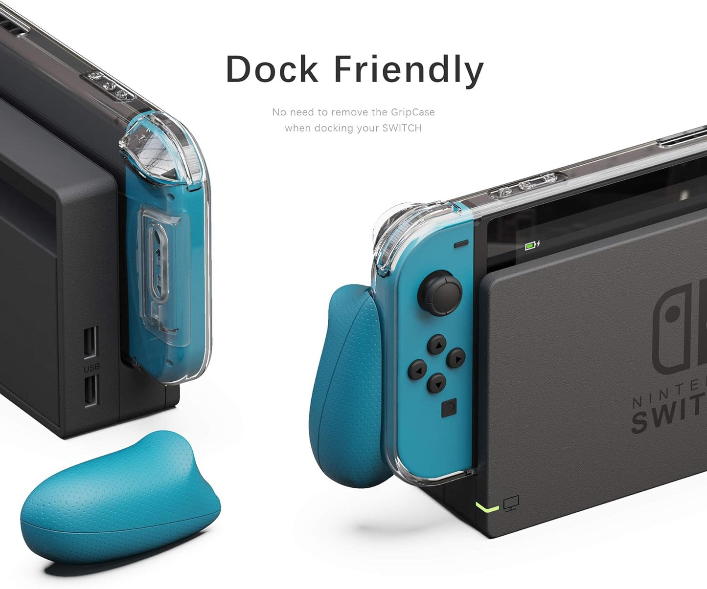 GripCase Crystal: A Dockable Transparent Protective Cover Case with Replaceable Grips [to fit All Hands Sizes] for Nintendo Switch [No Carrying Case] - Animal Crossing