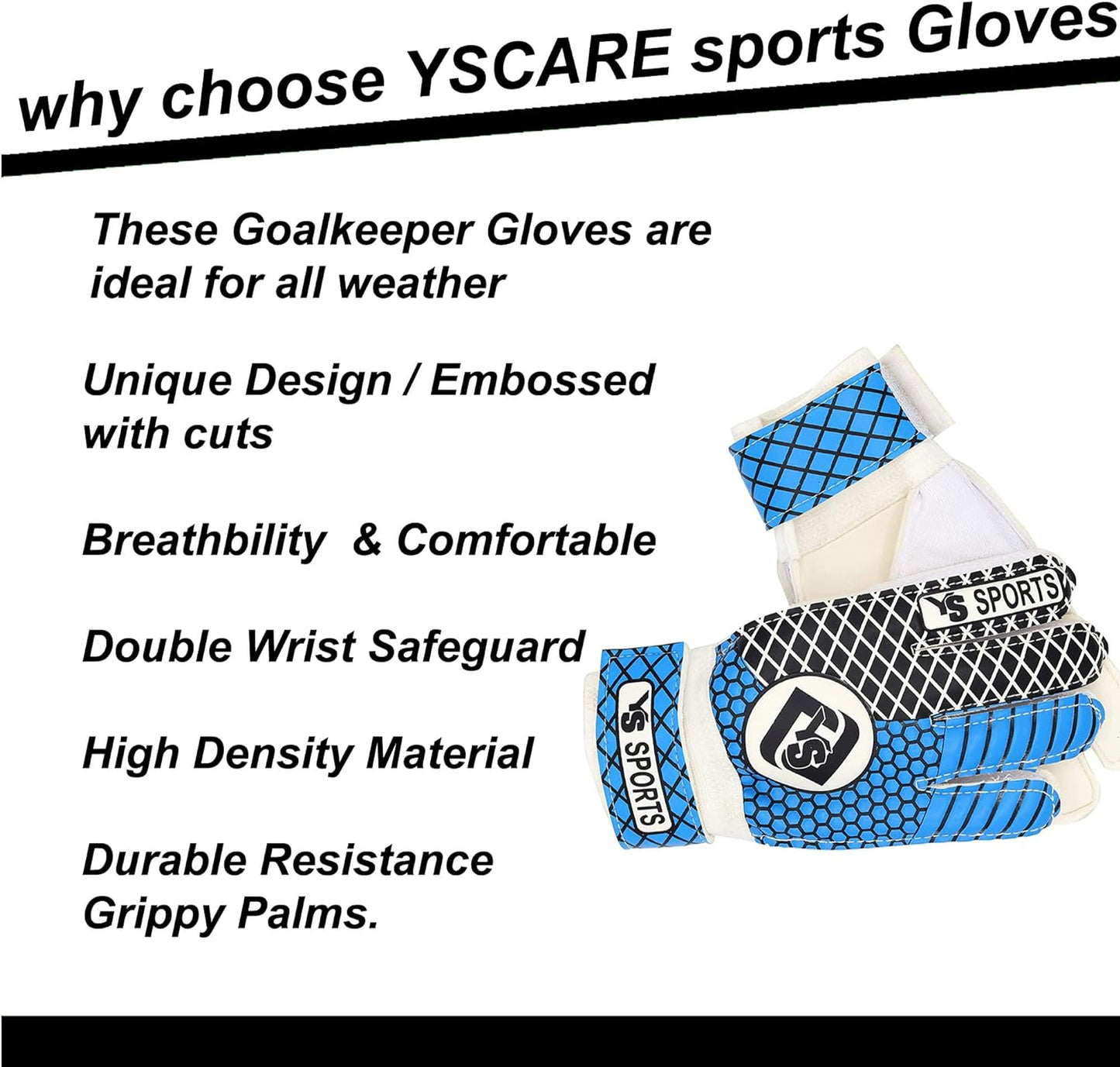 Football Goalkeeper Gloves by YSCARE for Adults and Children, Excellent Safety, Functionality and Wearability