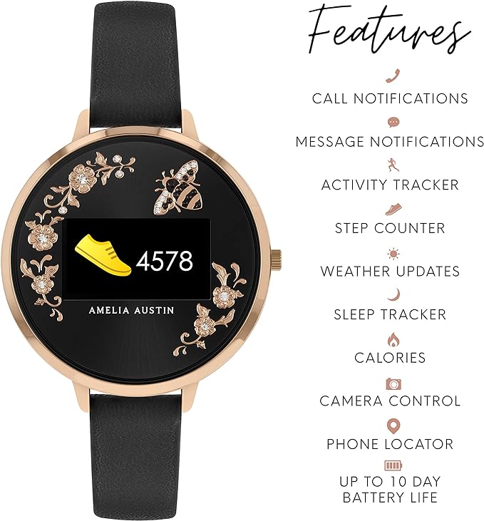 Smart Watch By Amelia Austin, Smart Watch AA03-2012 AMZ, black, Strap.