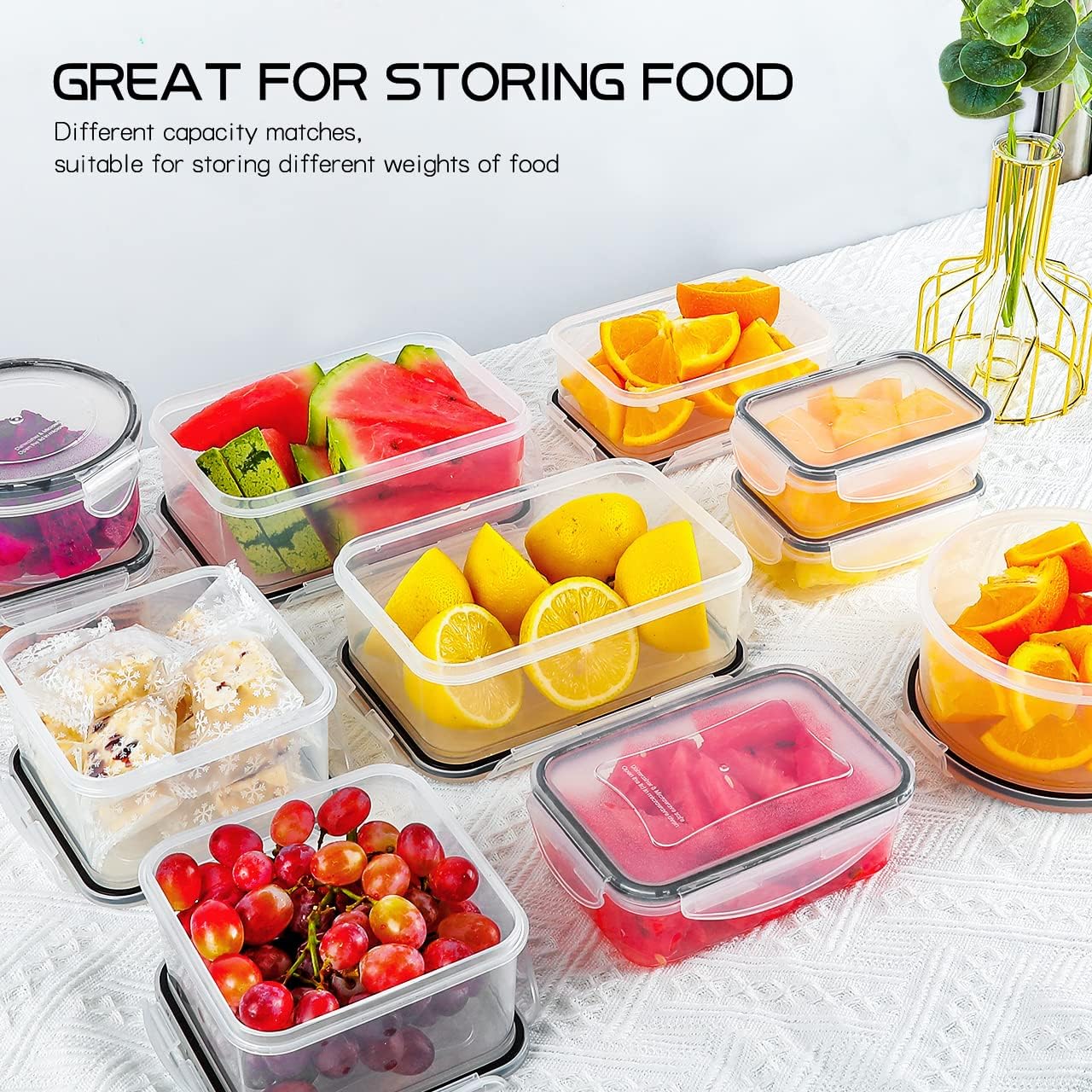 Food Storage Containers, Set of 30 (15 Containers and 15 Snap Lids), Plastic Food Containers with Lids and Labels, Leak Proof & BPA-Free, Suitable for Dishwasher, Freezer, Microwave