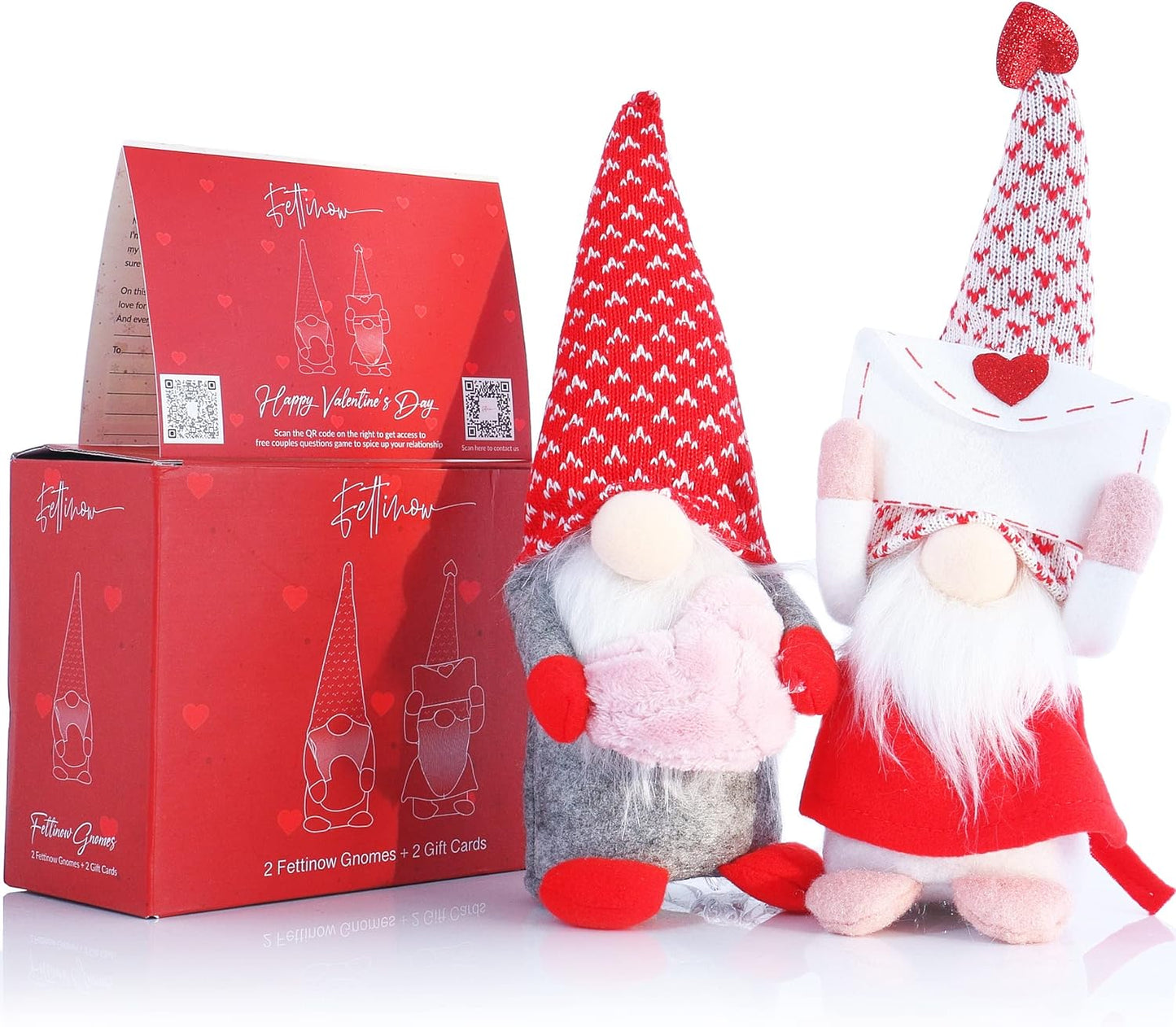 Valentine Gnome Set of 2 - Valentine's Day Decorations for Home - Cute Valentine's Day Gnome Decoration Gifts for Home, Office