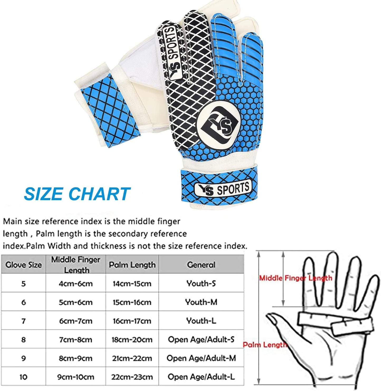 Football Goalkeeper Gloves by YSCARE for Adults and Children, Excellent Safety, Functionality and Wearability