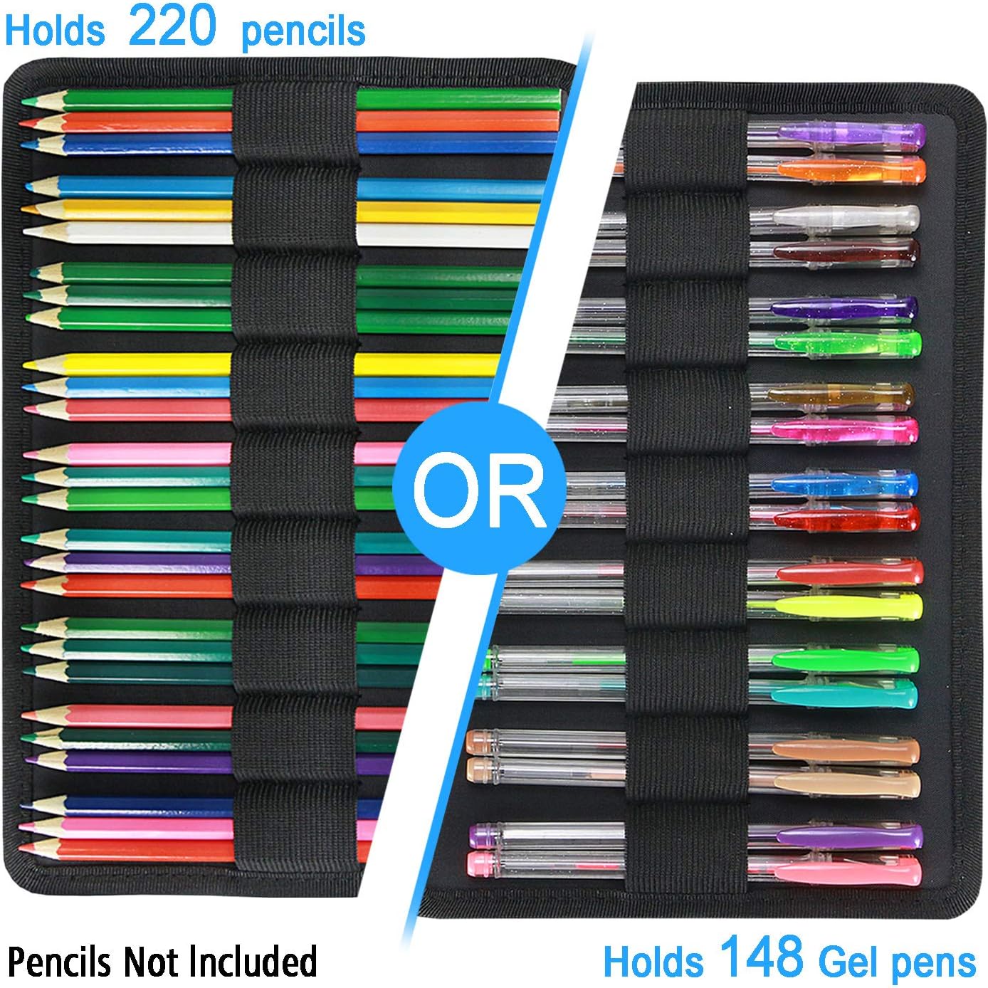 Colored Pencils Case for 220 PCS Prismacolor Colored Pencils, Large Capacity Pen Case Organizer for Crayola Colored Pencil & Gel Pen by YOUSHARES (Art Cloth)