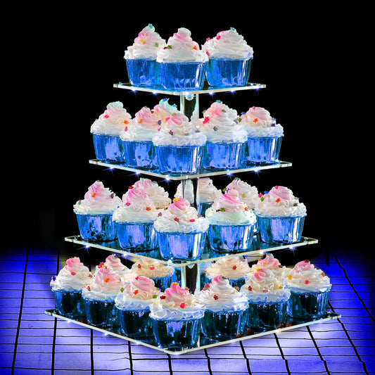 Birthday Cupcake Stand By ANJI Depot, 3in1Cupcake Stand, Cupcake Stand Bar Party Decor, Great for Weddings, Birthday (Blue, 4Tier)