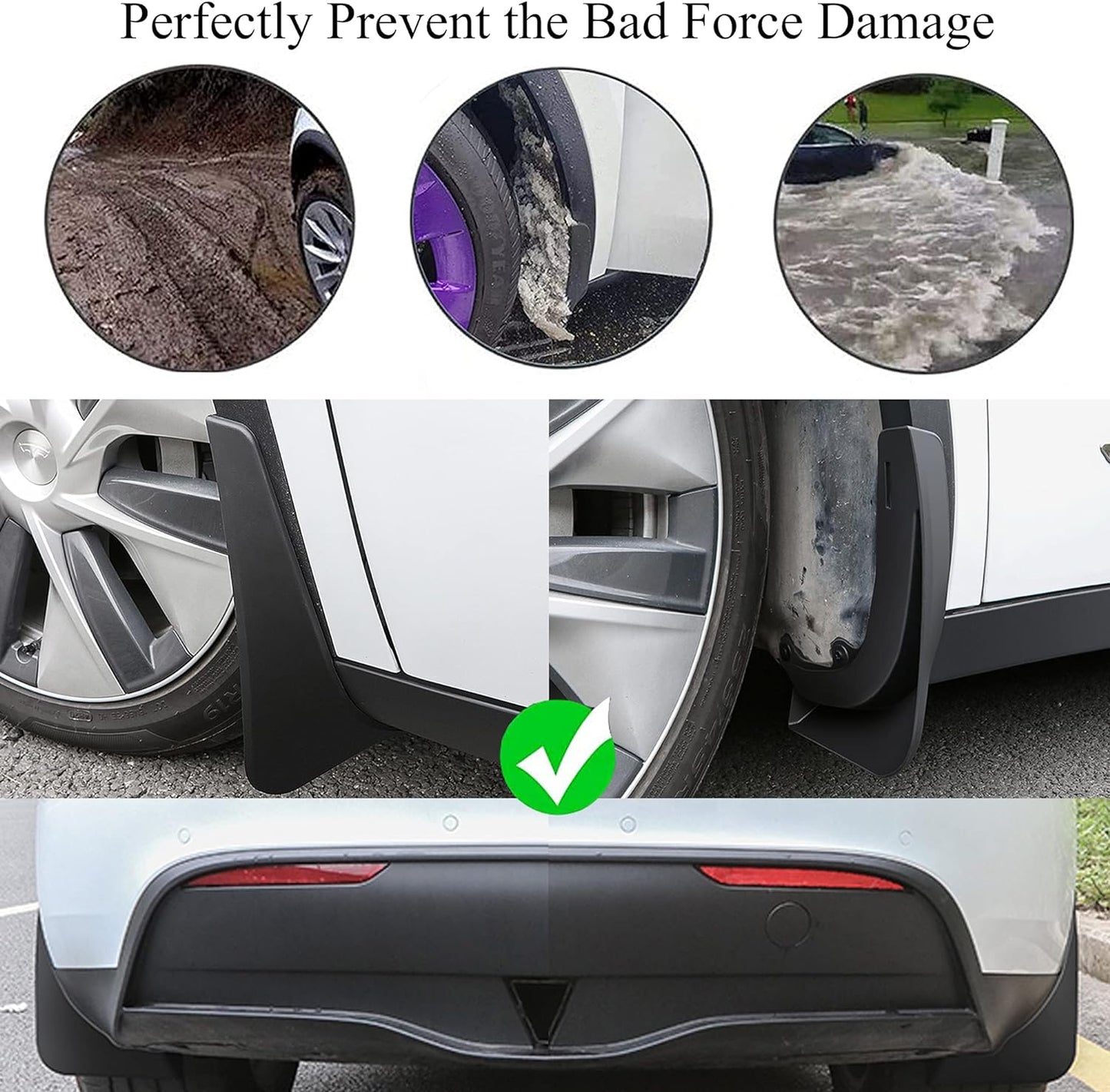 topfit Tesla Model Y Mud Flaps No Need to Drill Holes Mudguards Accessories for Tesla Model Y 2021 2022