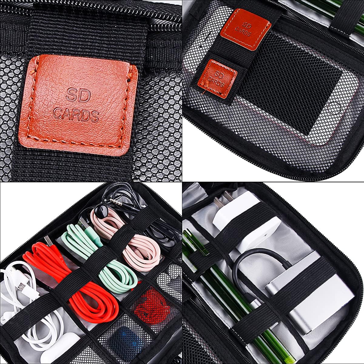 Travel Electronics Organizer Cable Organizer Bag Electronics Accessories Case for USB,Chargers,Power Bank etc. (Black-01)