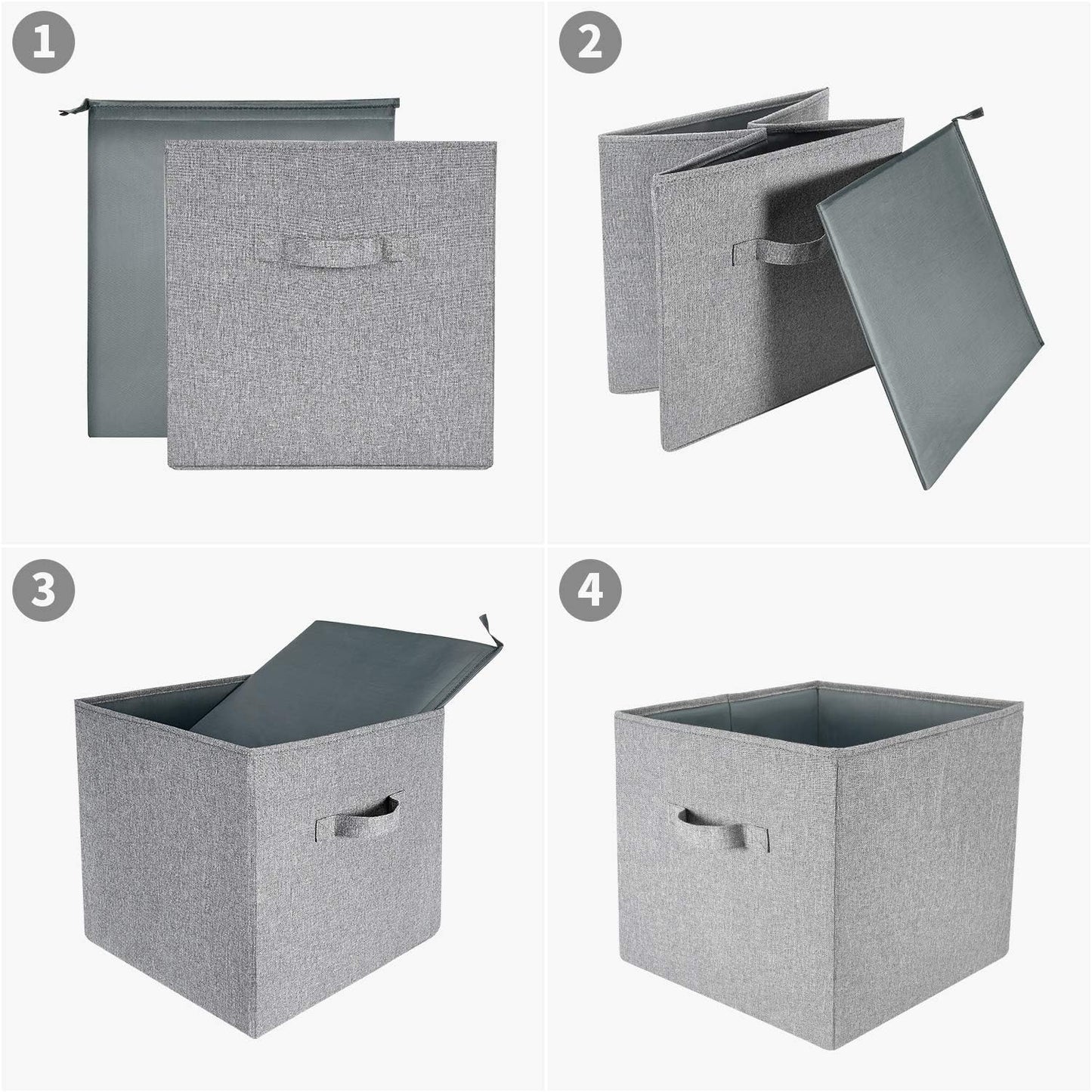 Storage Boxes By SimpleHome, 3 grey made of burlap that exactly fit for Kallax shelves, 33 x 37 x 33 cm